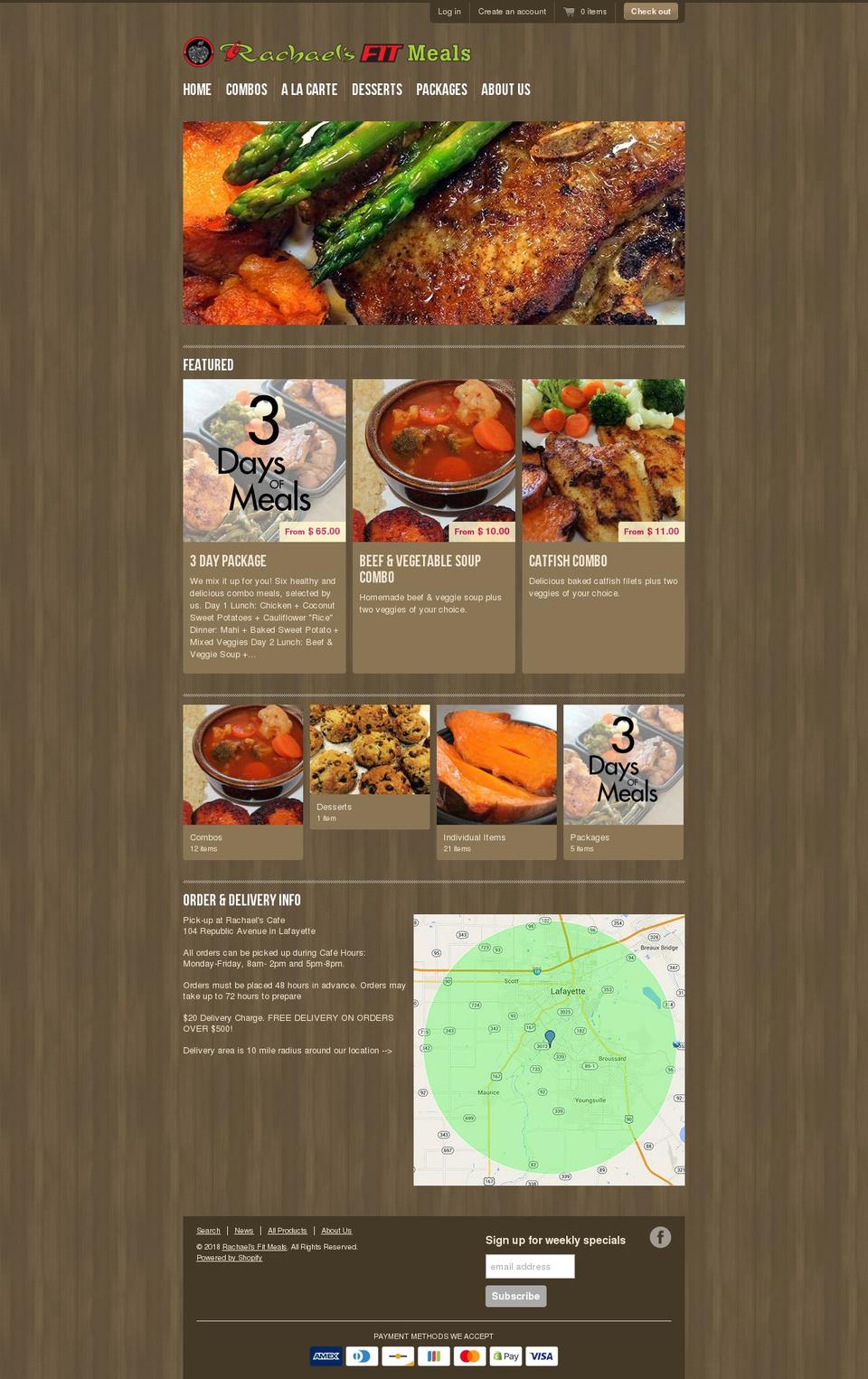 rachaelsfitmeals.com — Shopify storefront screenshot