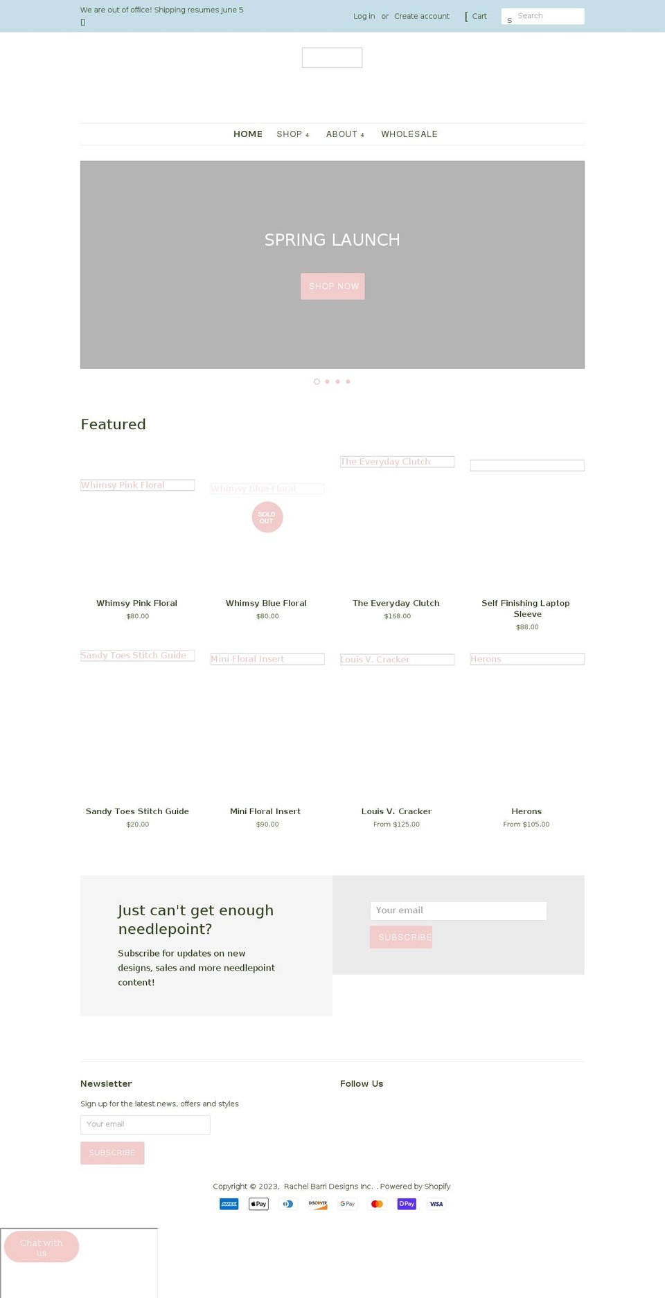 rachelbarridesigns.com shopify website screenshot