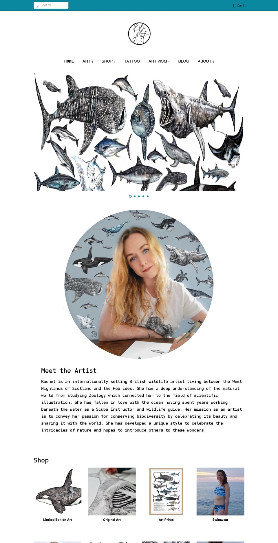 rachelbrooksart.com shopify website screenshot