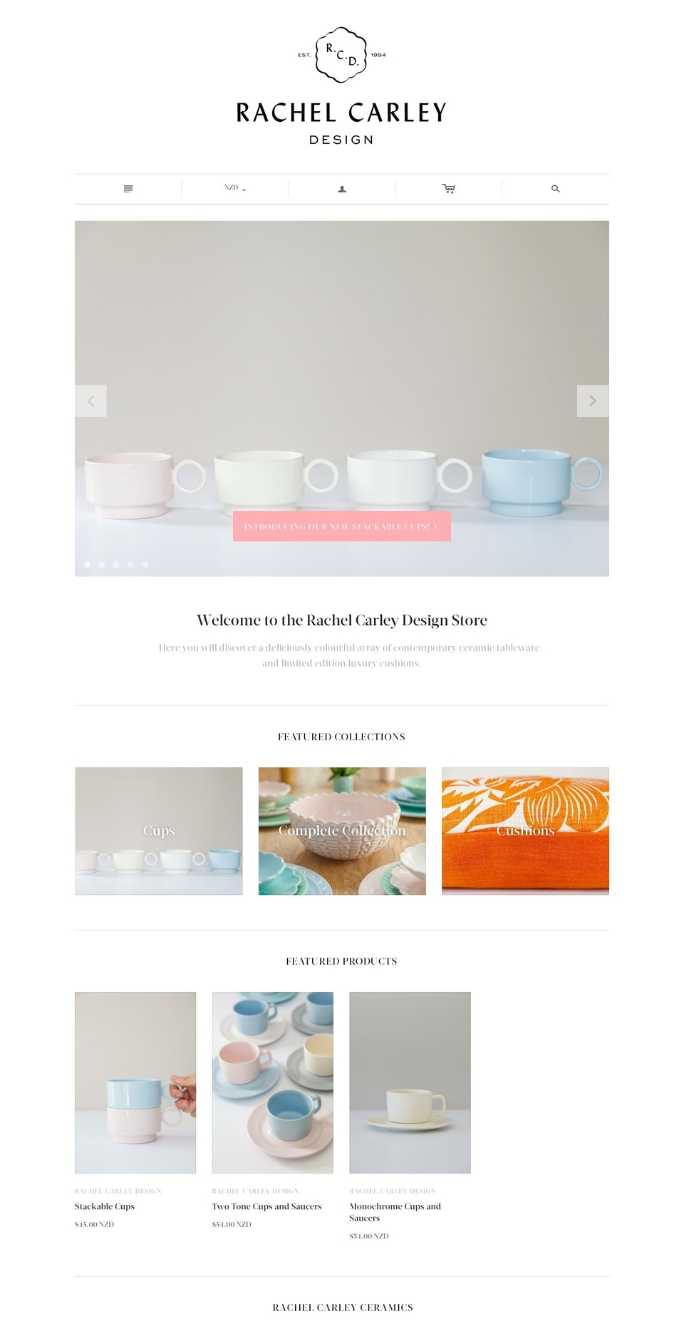 rachelcarleyceramics.com shopify website screenshot