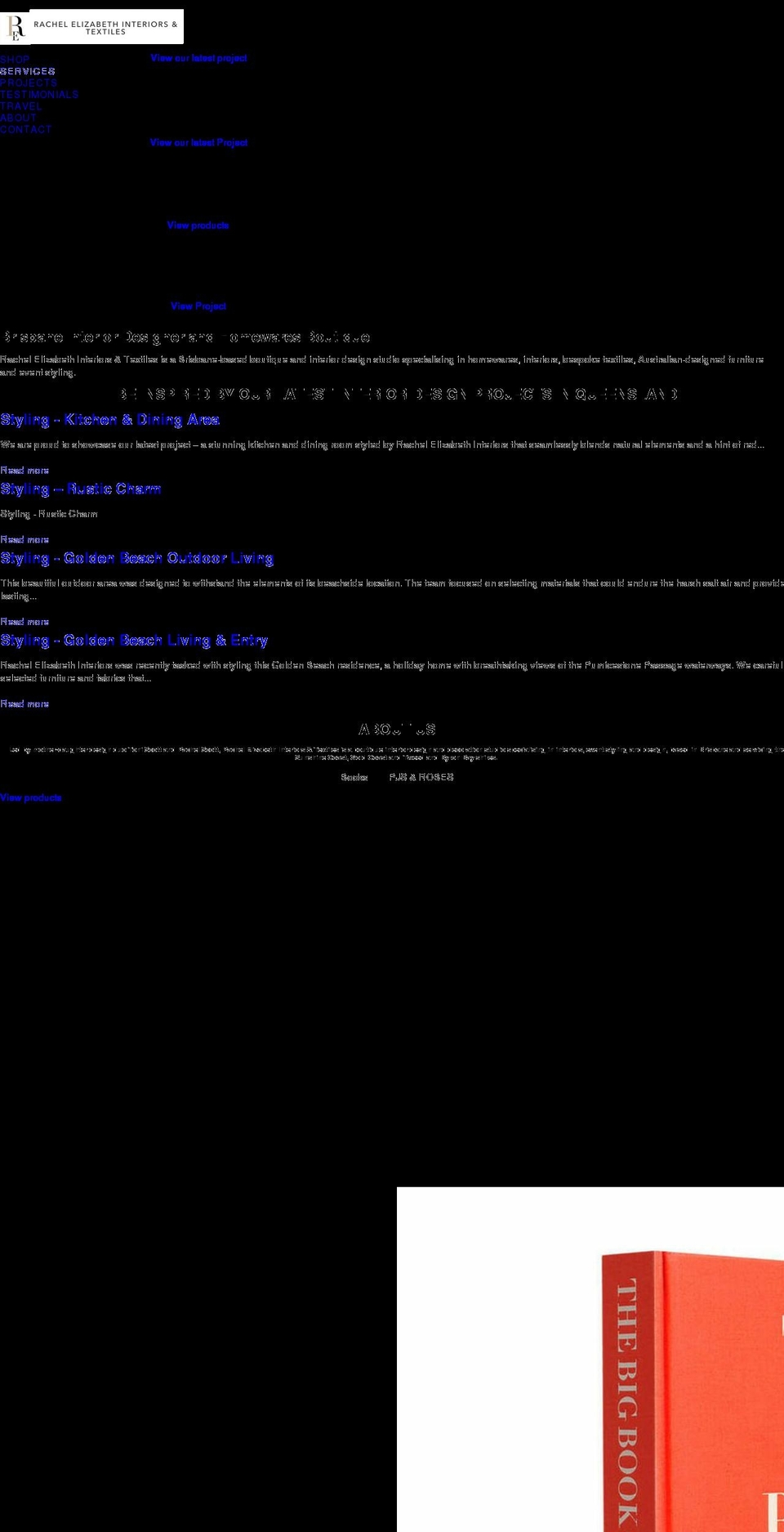 rachelelizabethinteriors.com shopify website screenshot