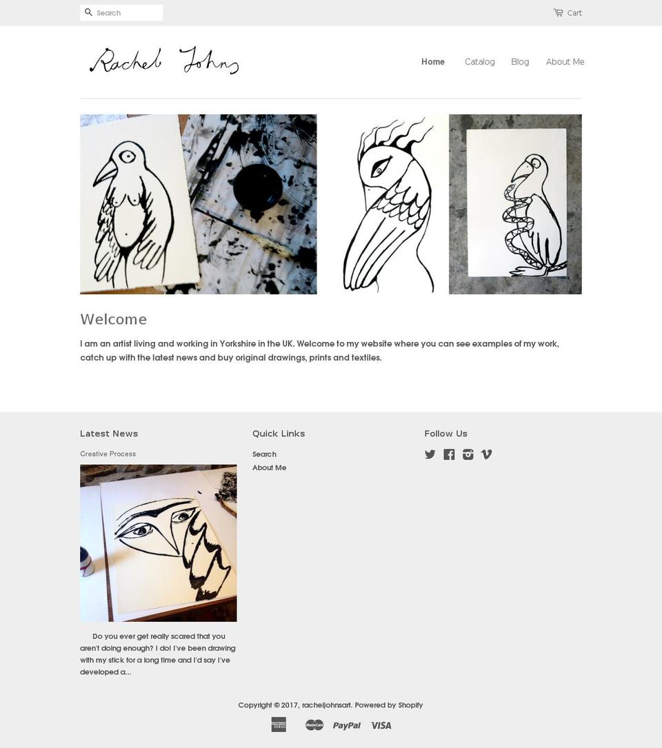 racheljohns.com shopify website screenshot