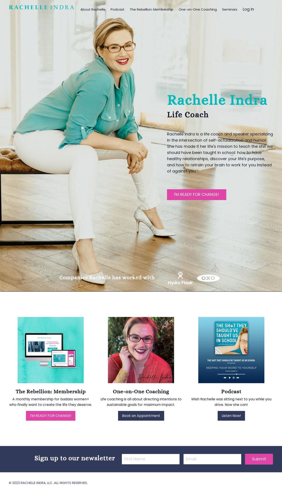 rachelleindra.com shopify website screenshot