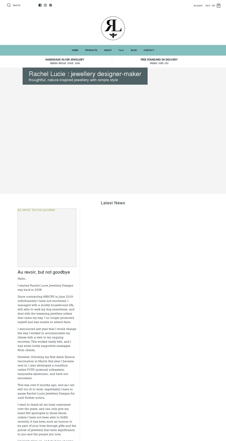 rachellucie.com — Shopify storefront screenshot