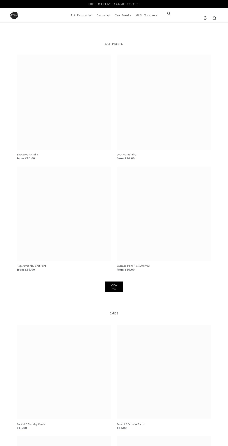 rachelmahonprint.co.uk shopify website screenshot