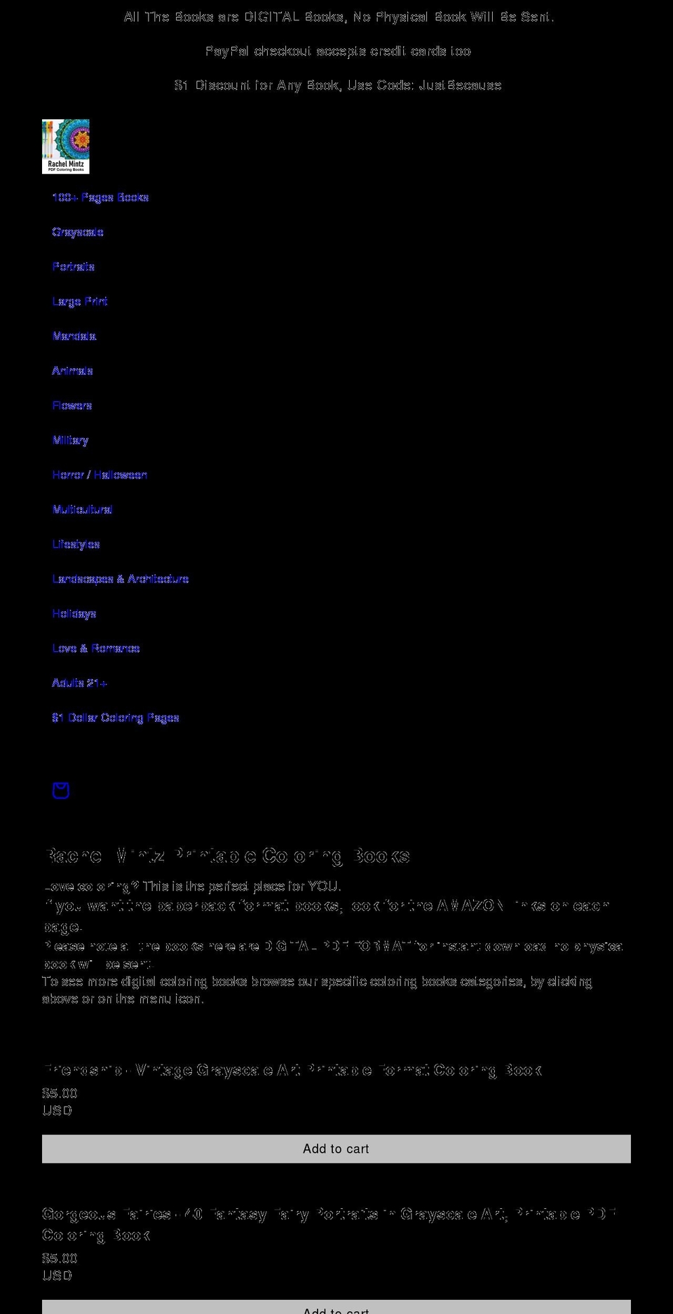 rachelmintz.com shopify website screenshot