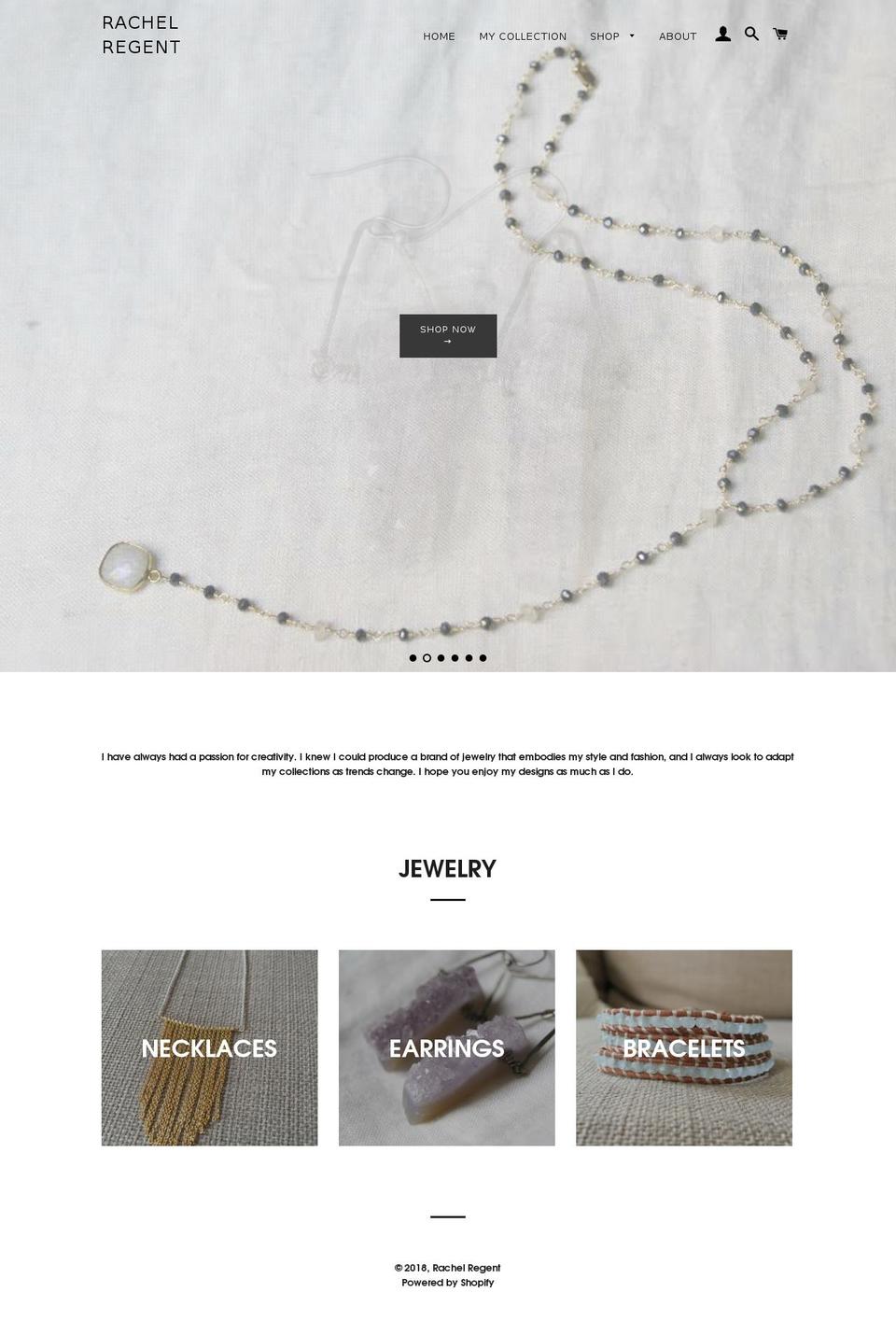 rachelregent.com — Shopify storefront screenshot