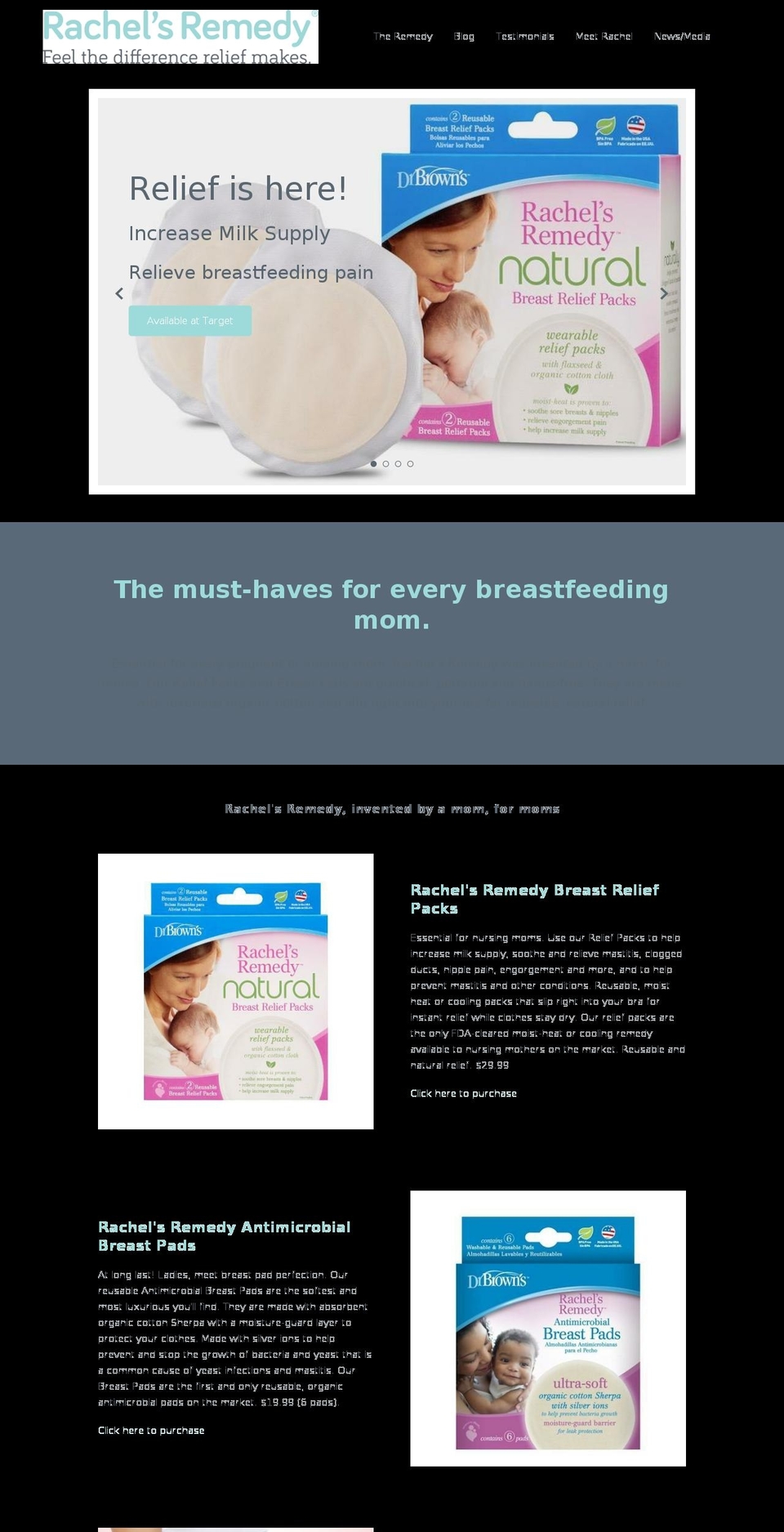 rachelremedy.net shopify website screenshot