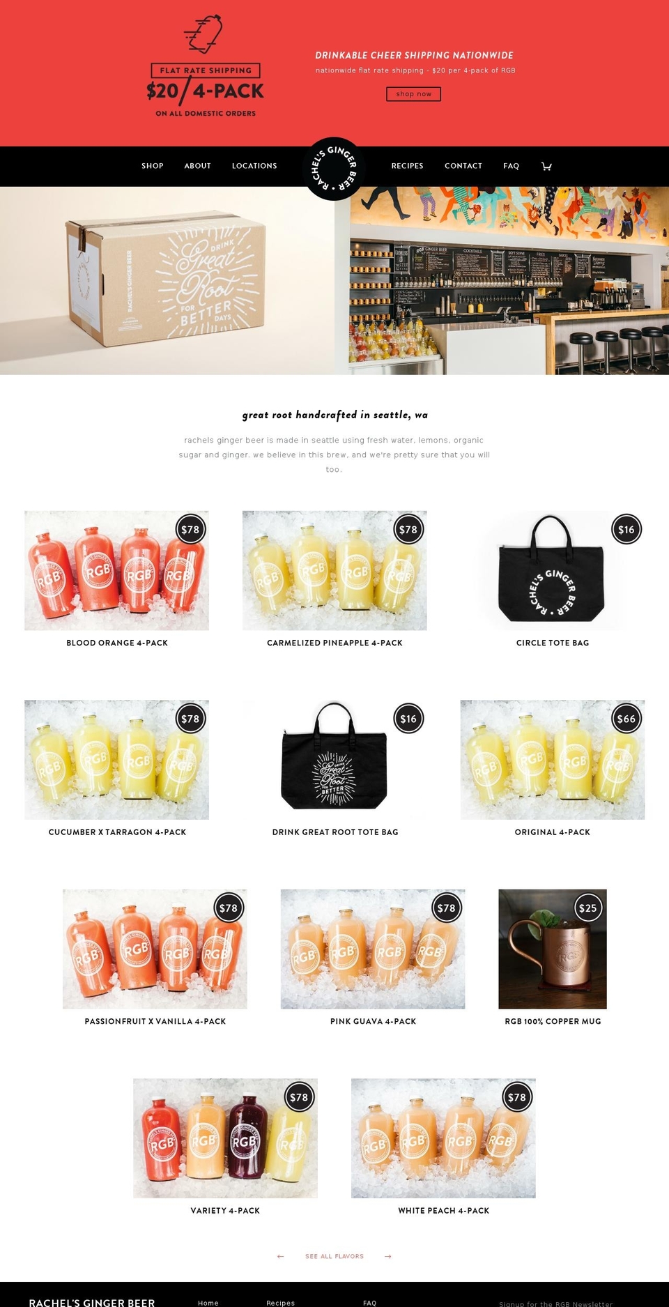 rachelsgingerbeer.com shopify website screenshot