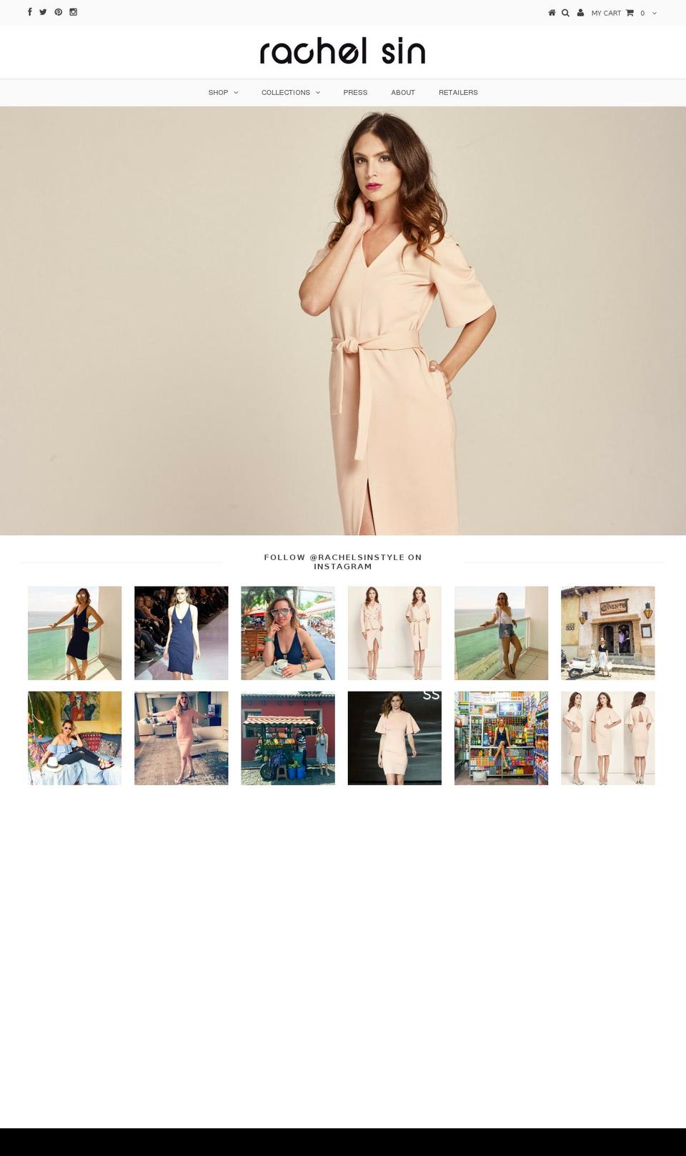 rachelsin.com shopify website screenshot