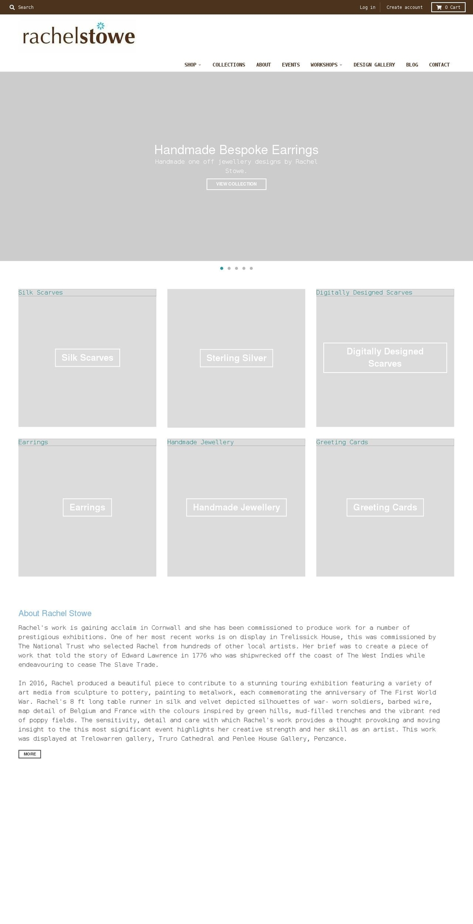 rachelstowe.com shopify website screenshot