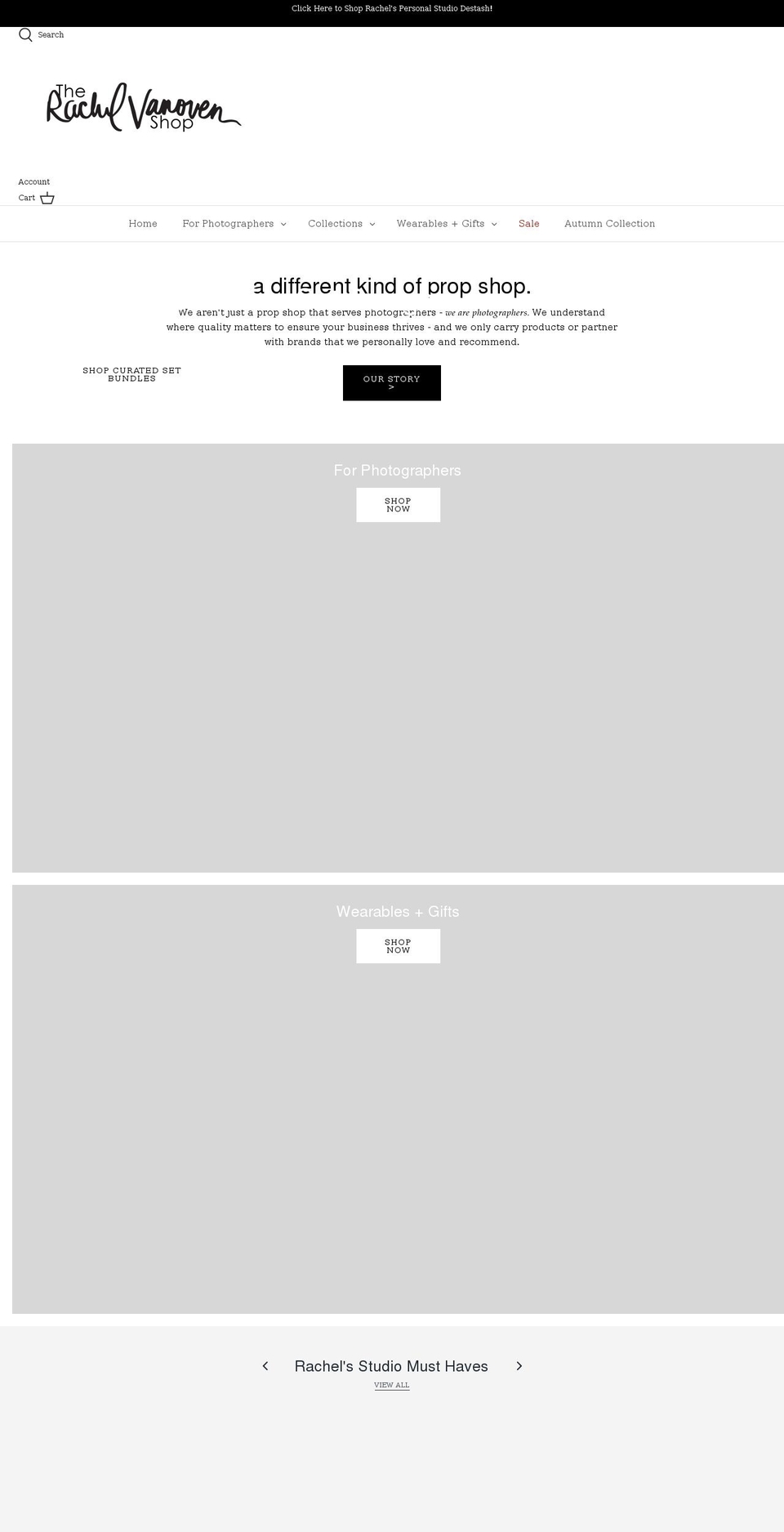 rachelvanovenshop.com shopify website screenshot