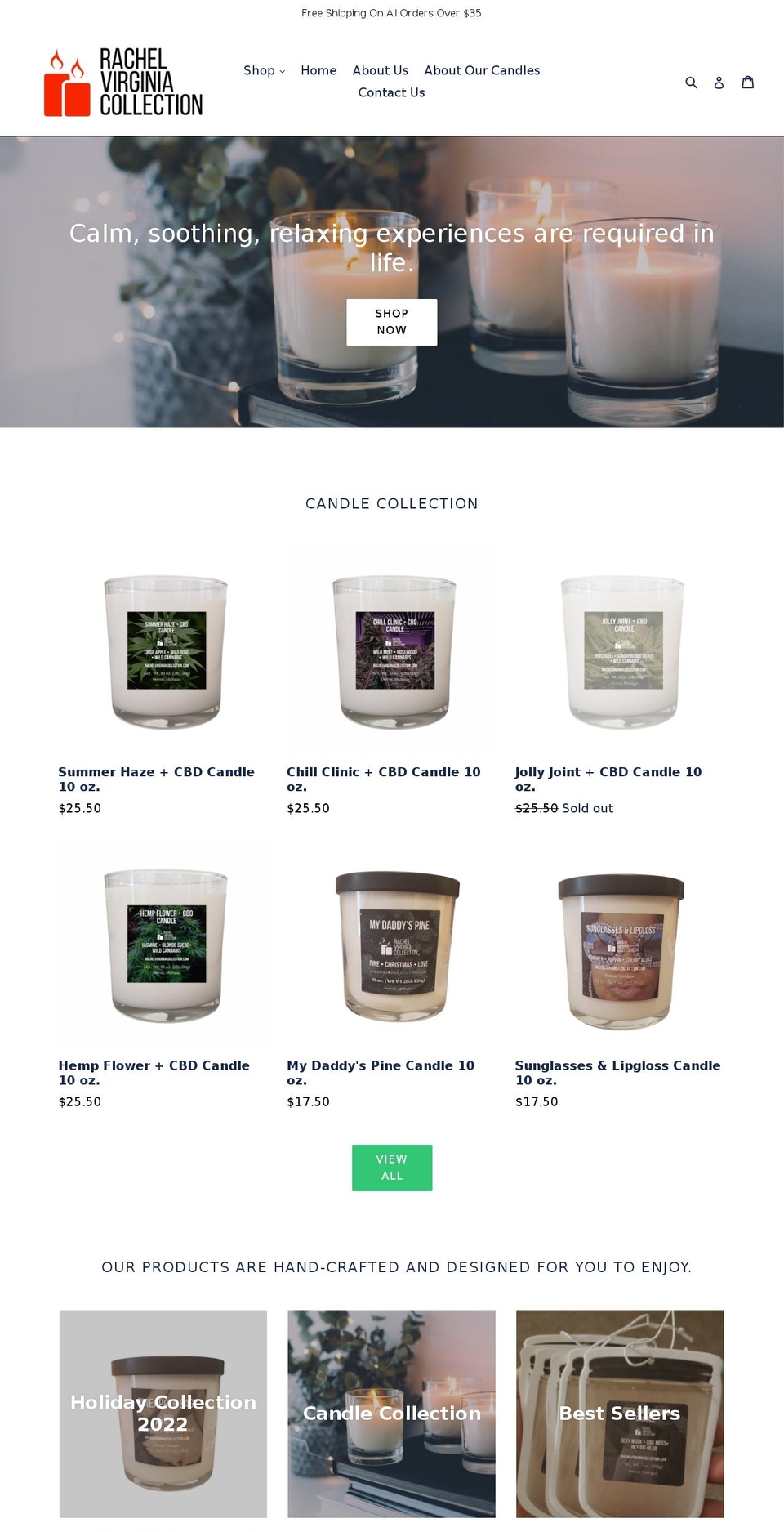 rachelvirginiacollection.com — Shopify storefront screenshot