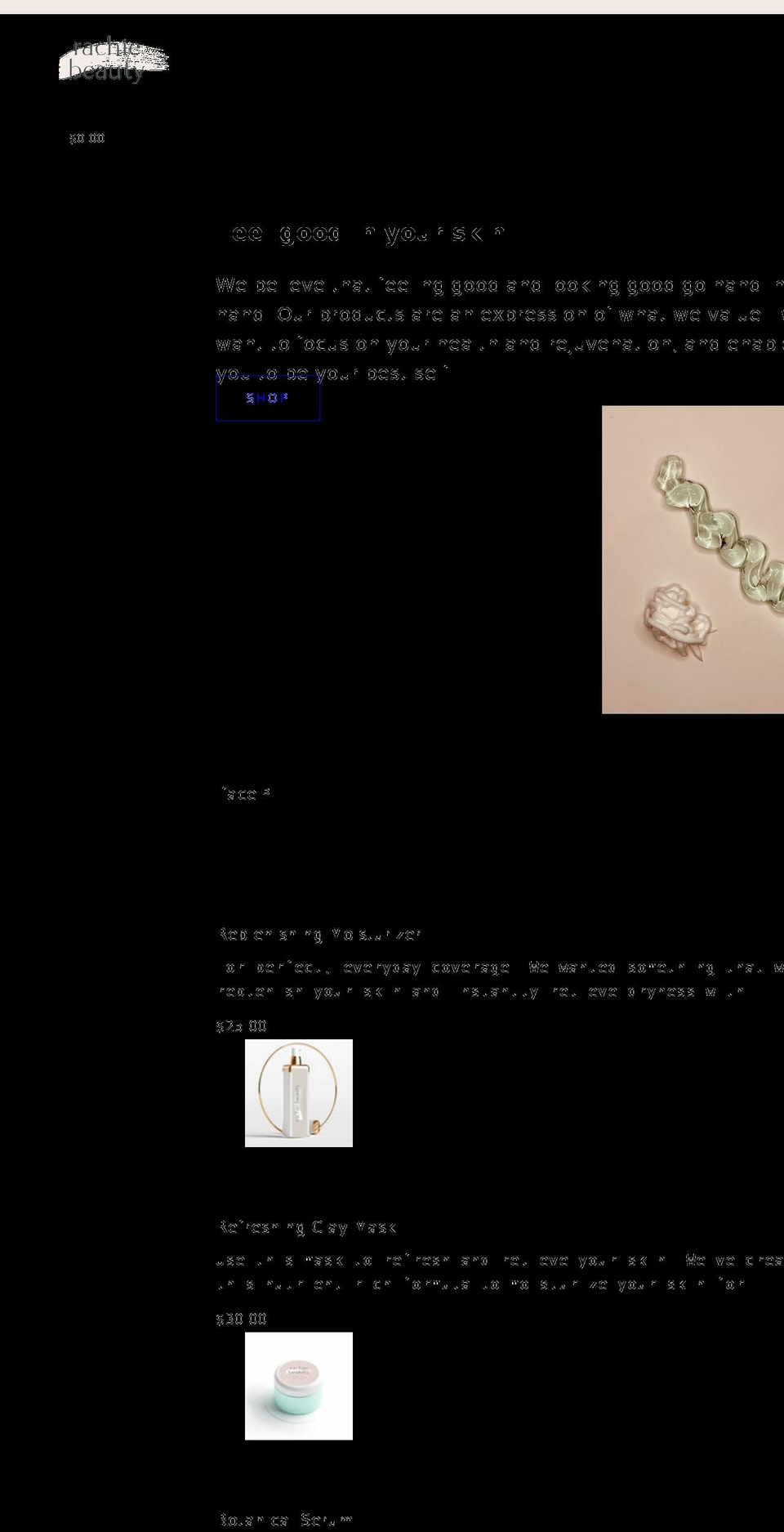 rachiebeauty.com shopify website screenshot