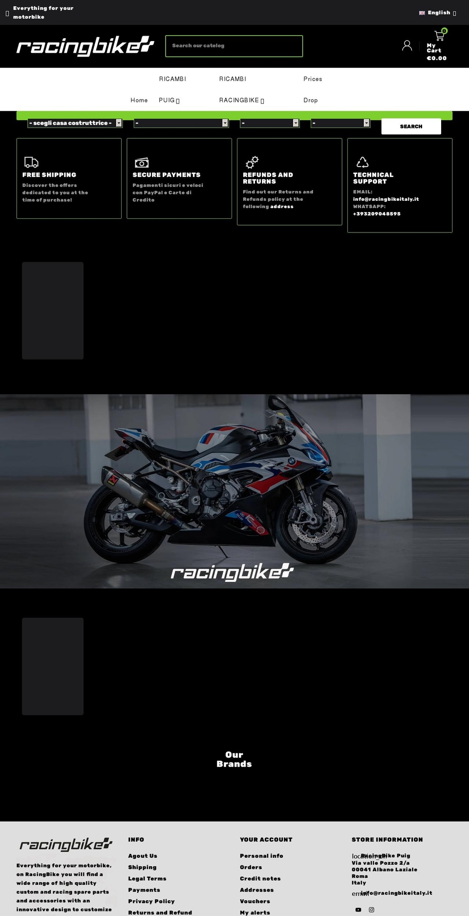 racingbikeitaly.co.uk shopify website screenshot