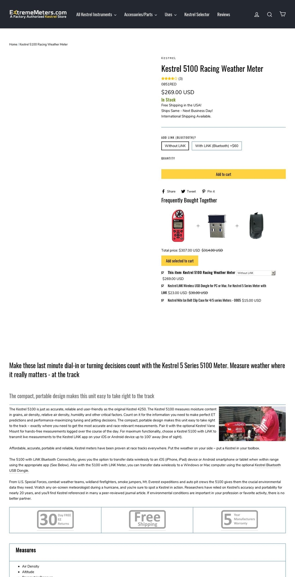 racingmeters.com shopify website screenshot