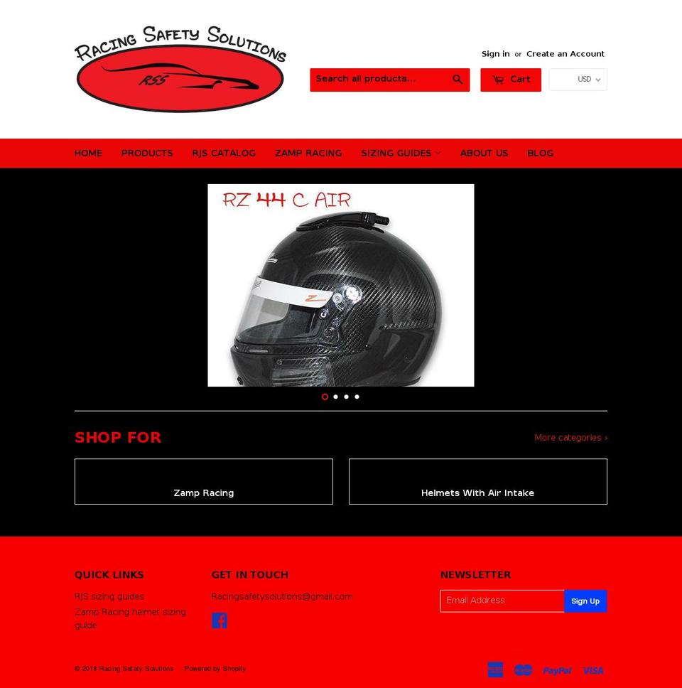 racingsafetysolutions.com shopify website screenshot