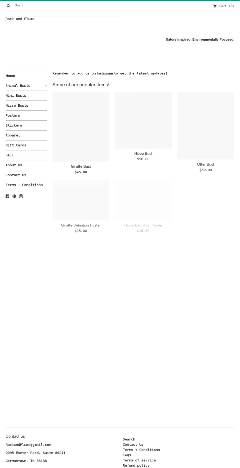 rackandplume.com shopify website screenshot