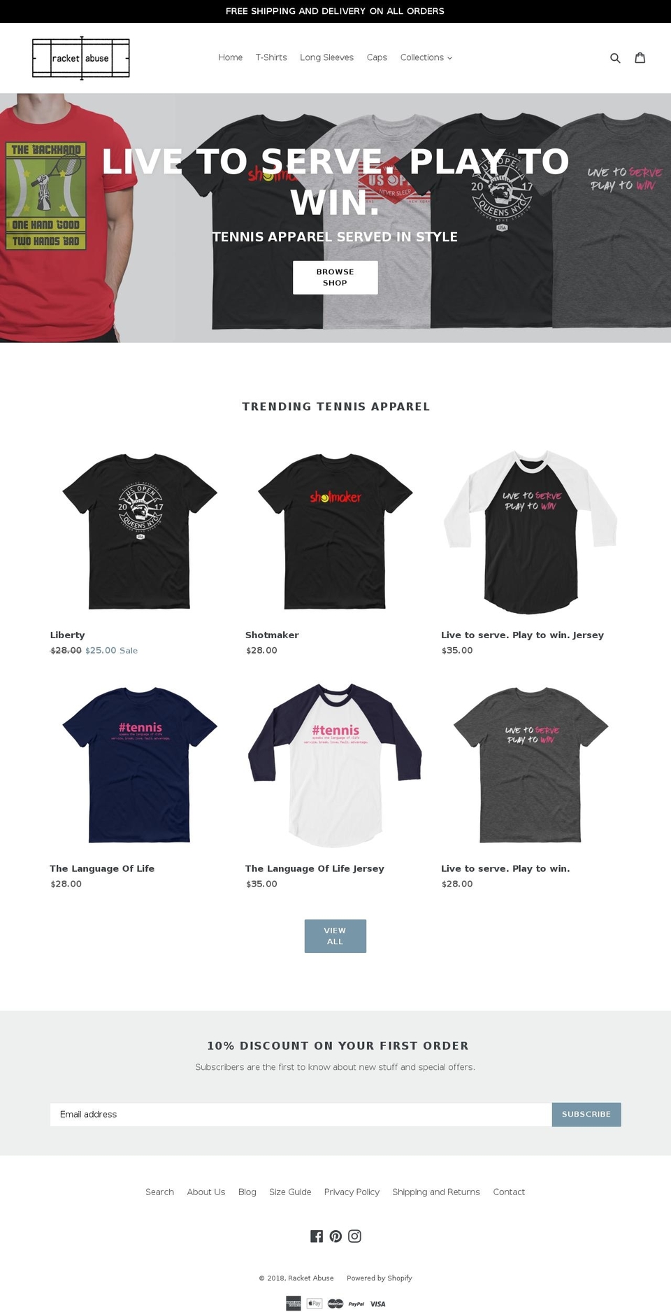 racketabuse.com — Shopify storefront screenshot