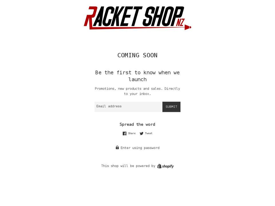 racketshop.co.nz shopify website screenshot