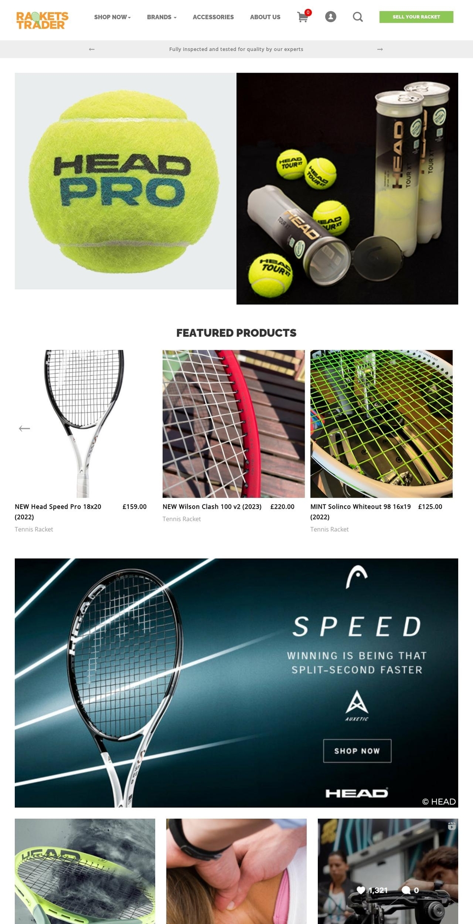 racketstrader.com shopify website screenshot