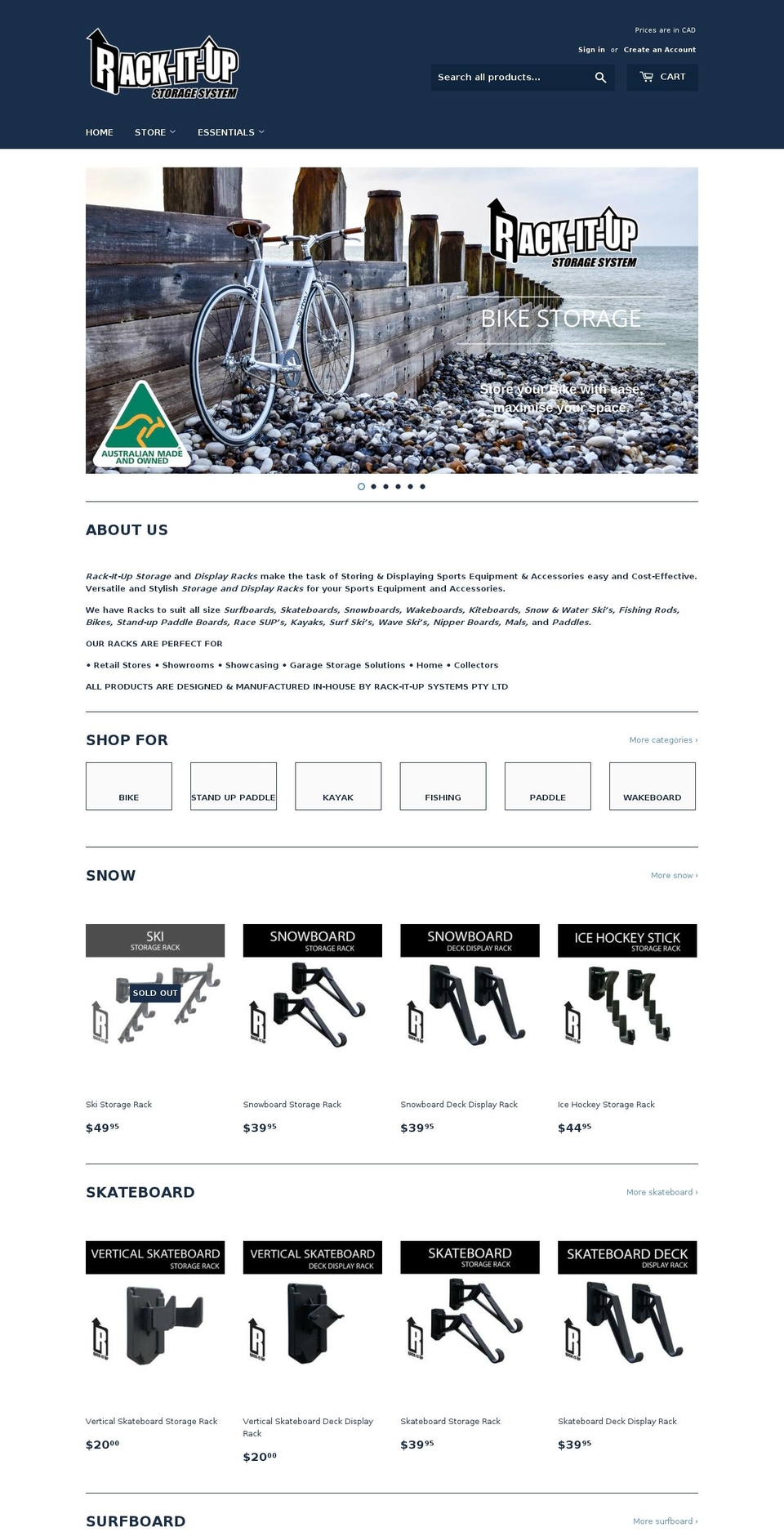 rackitup.ca shopify website screenshot