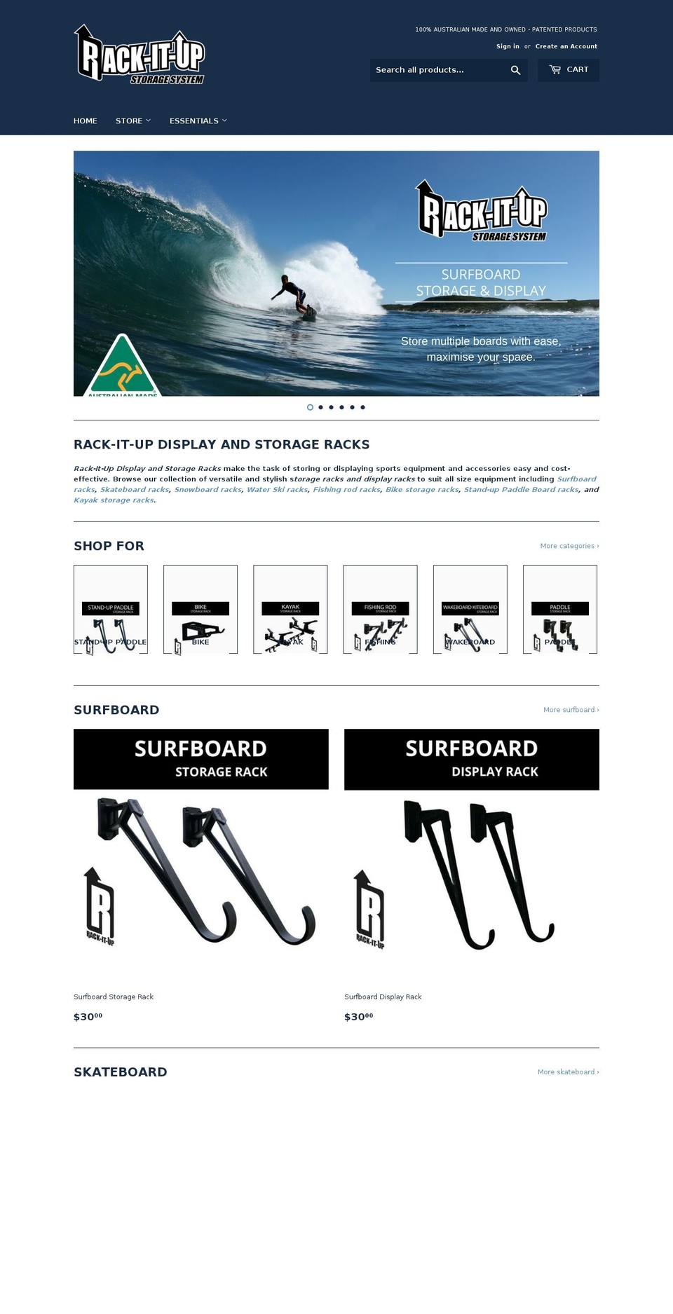 rackitup.com.au shopify website screenshot