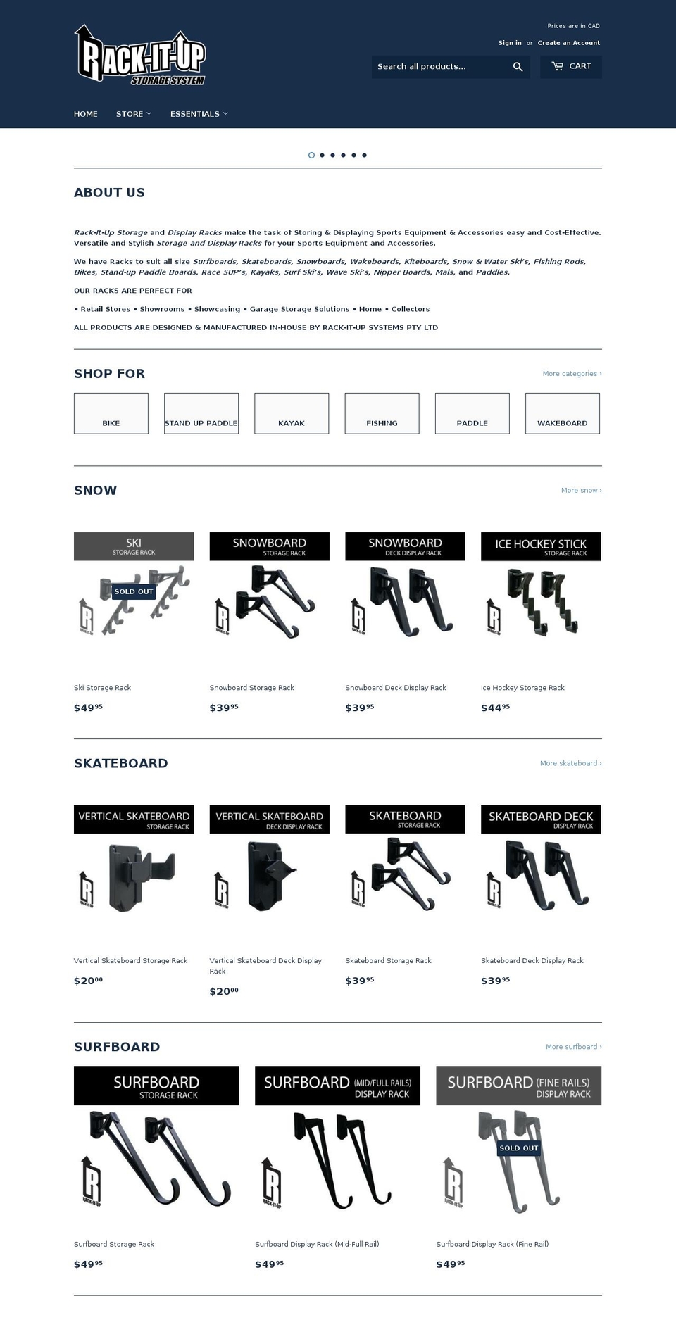 rackitupcanada.com — Shopify storefront screenshot