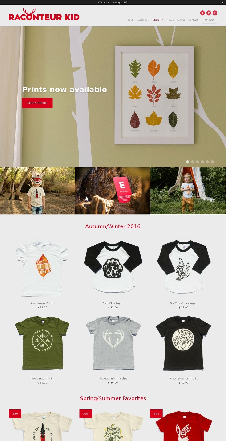 raconteurkids.com shopify website screenshot