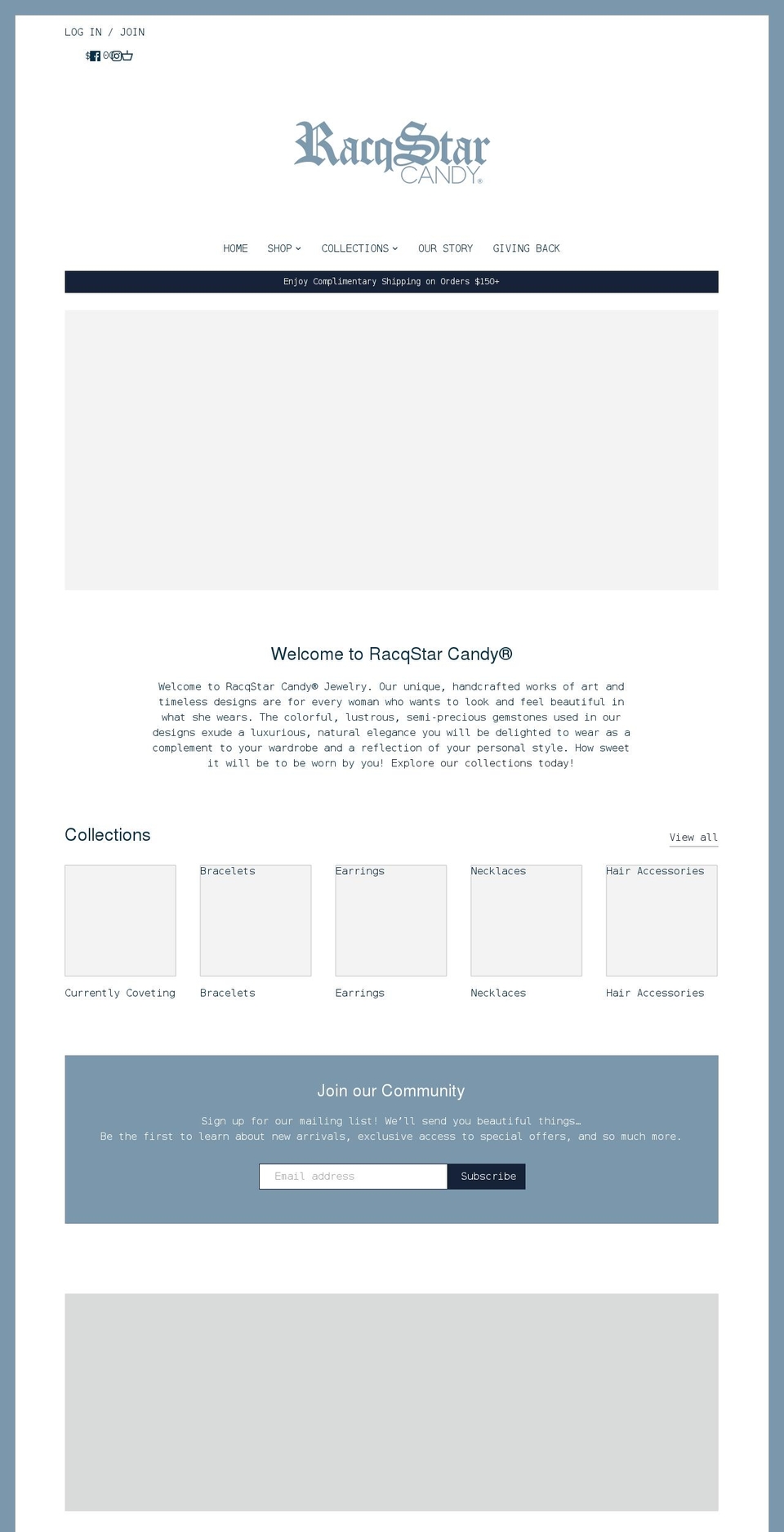 racqstarcandy.com shopify website screenshot
