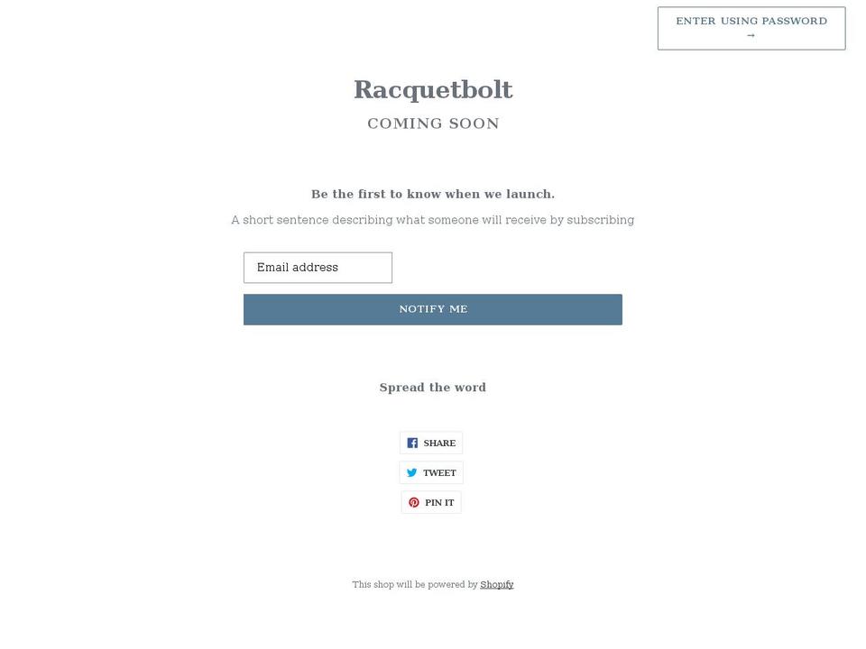 racquetbolt.myshopify.com shopify website screenshot