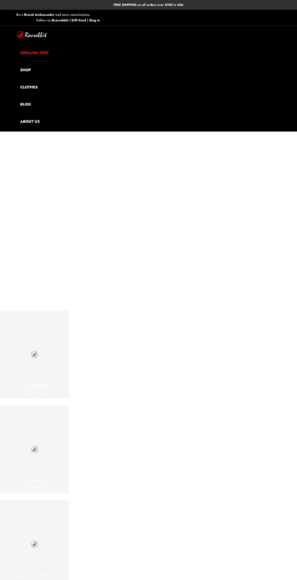 racrabbit.com shopify website screenshot