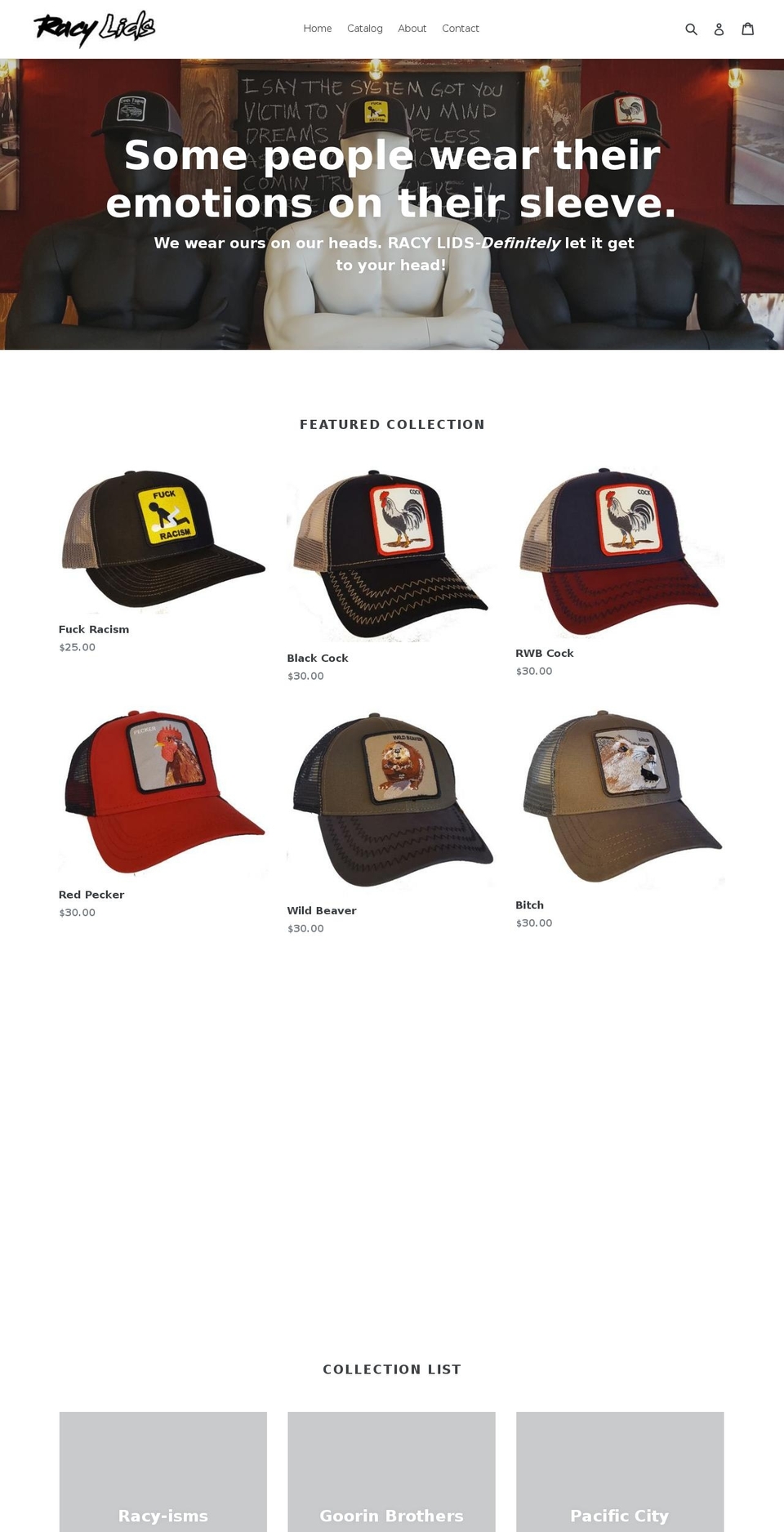 racylids.com — Shopify storefront screenshot