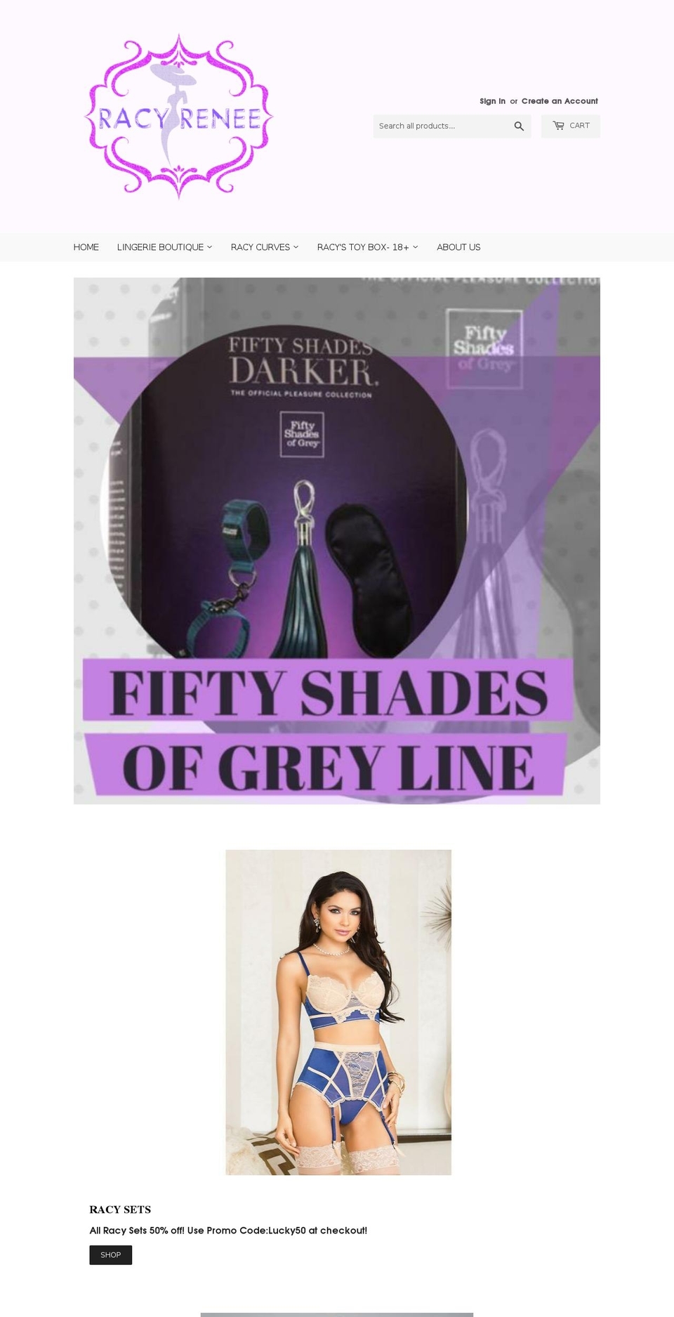 racyrenee.com shopify website screenshot