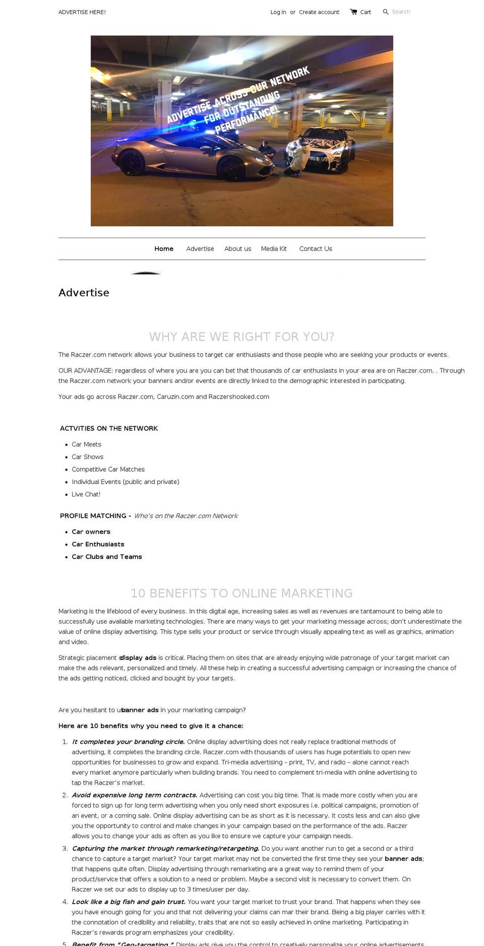 raczerbiz.com — Shopify storefront screenshot