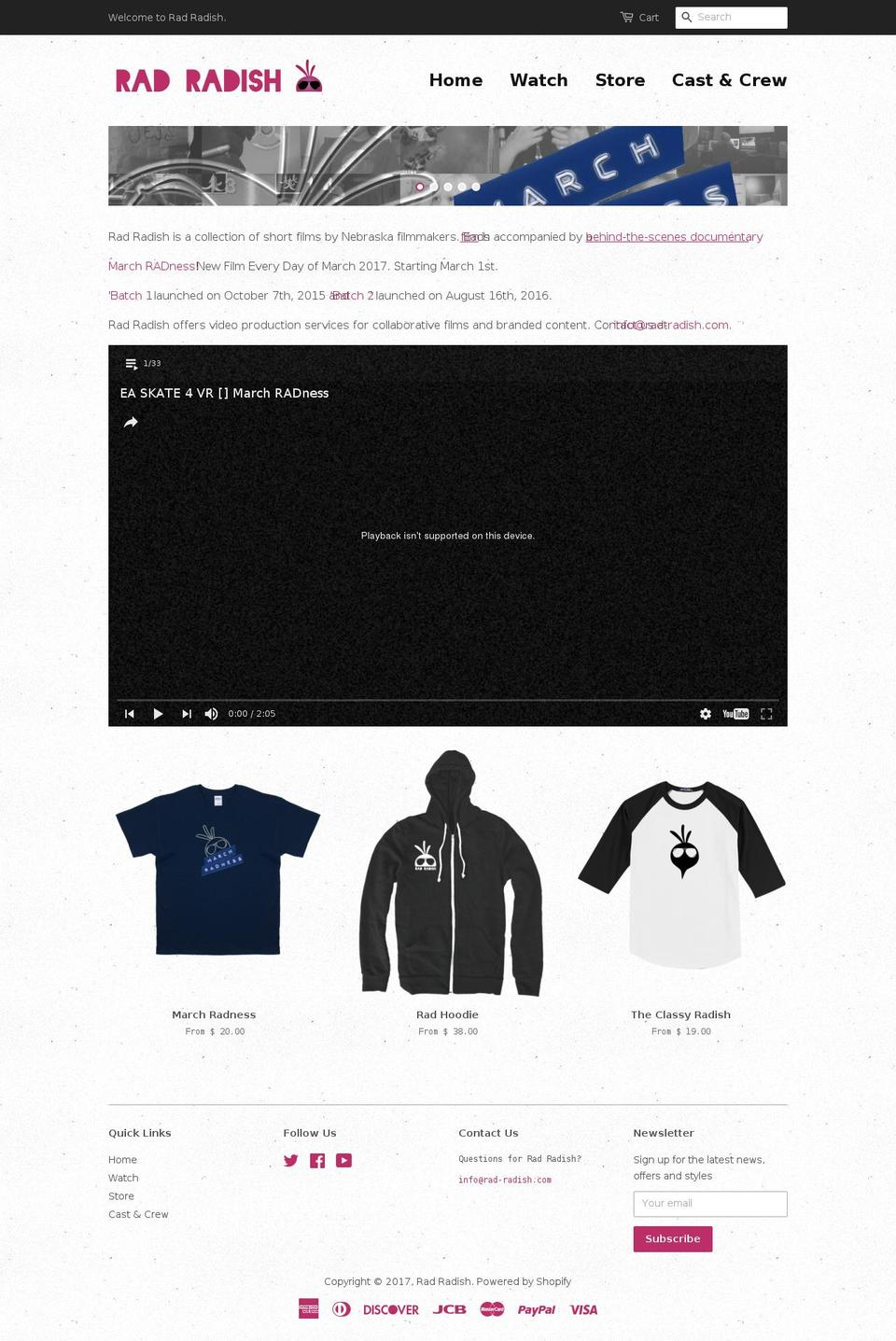 rad-radish.com shopify website screenshot