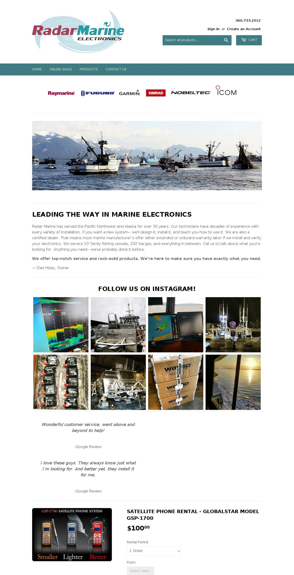 radarmarine.com — Shopify storefront screenshot