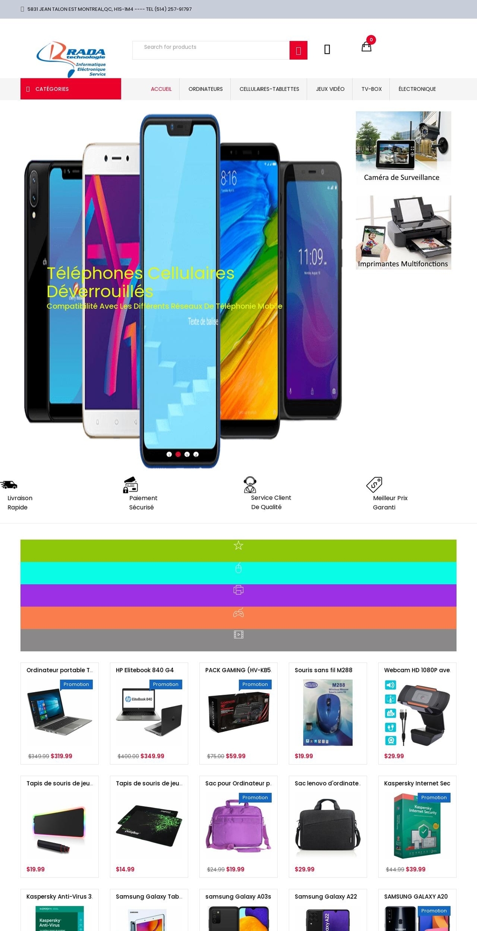 radatech.ca shopify website screenshot