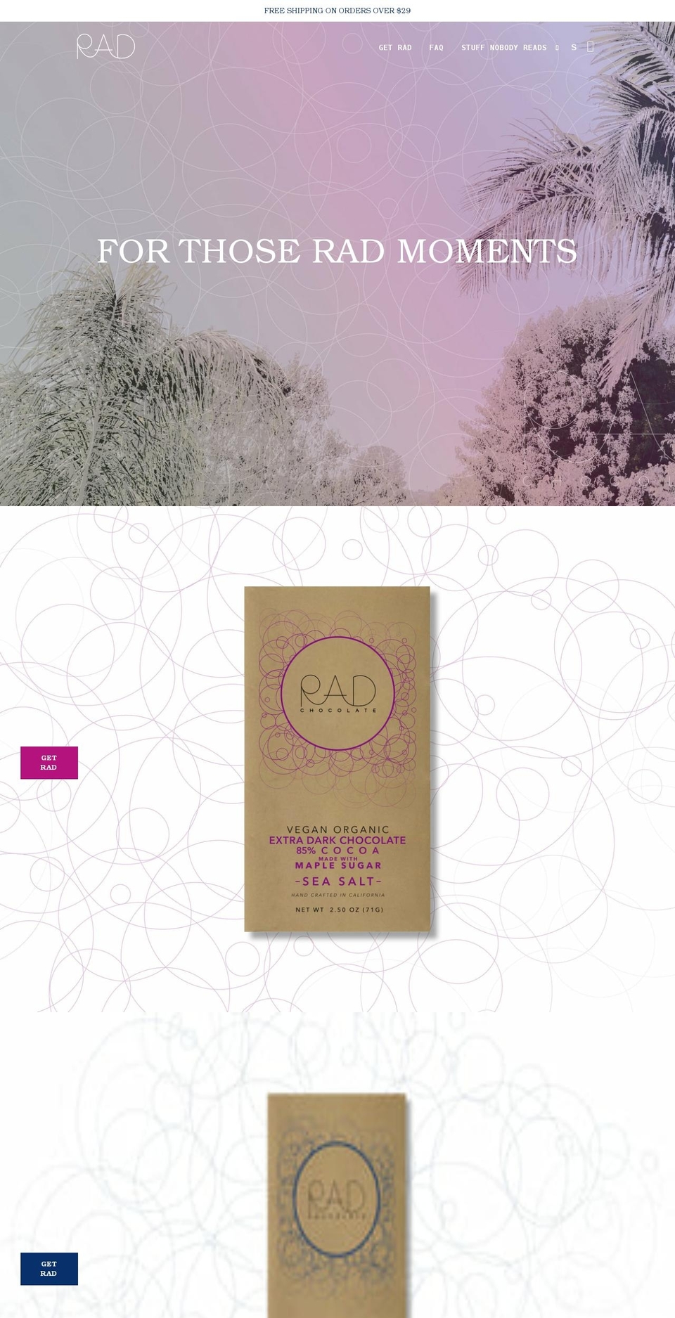 radchocolate.com shopify website screenshot