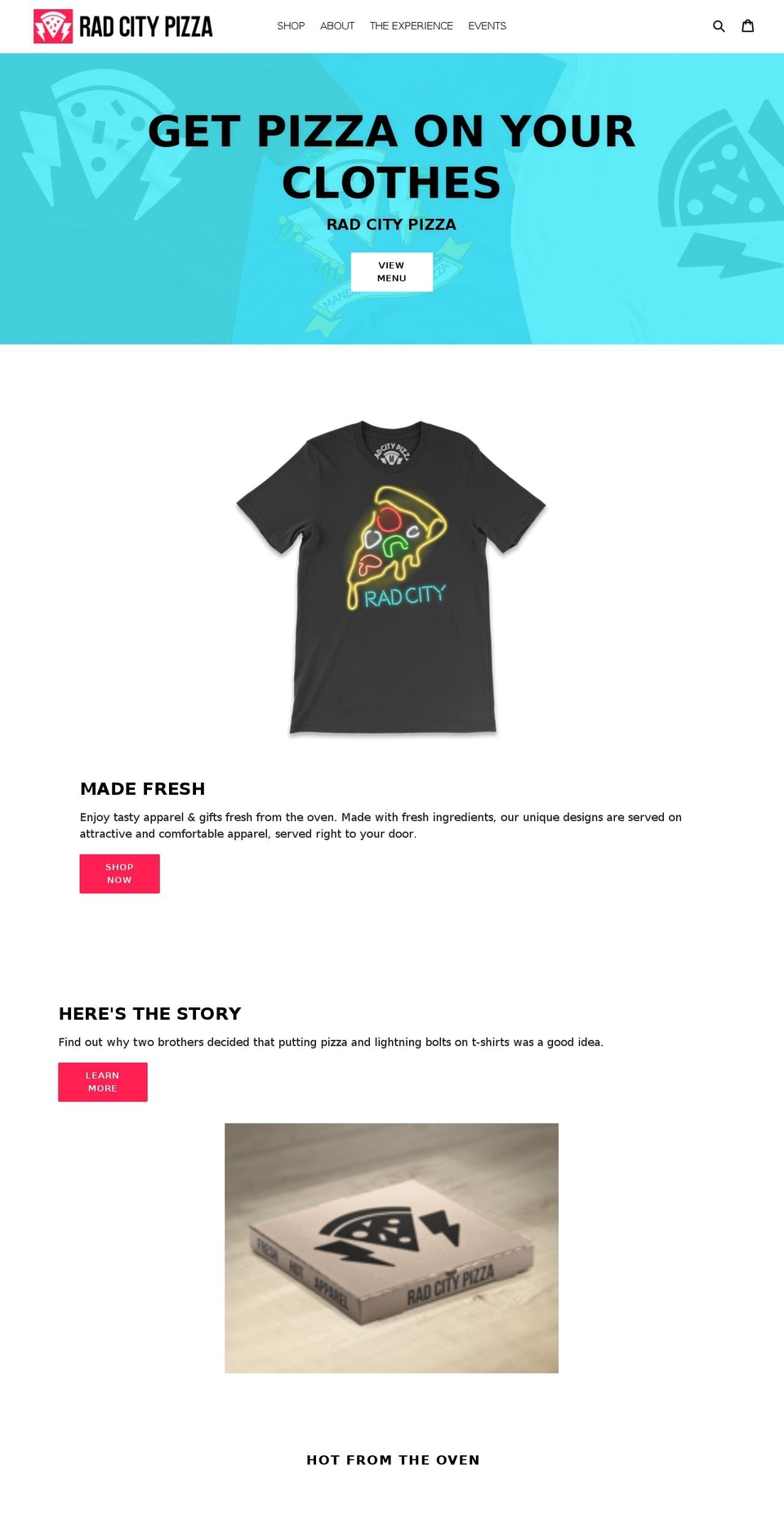 radcitypizza.com shopify website screenshot