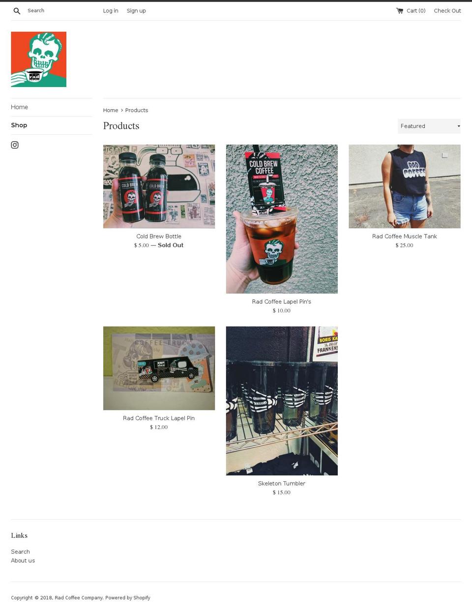 radcoffee.com shopify website screenshot