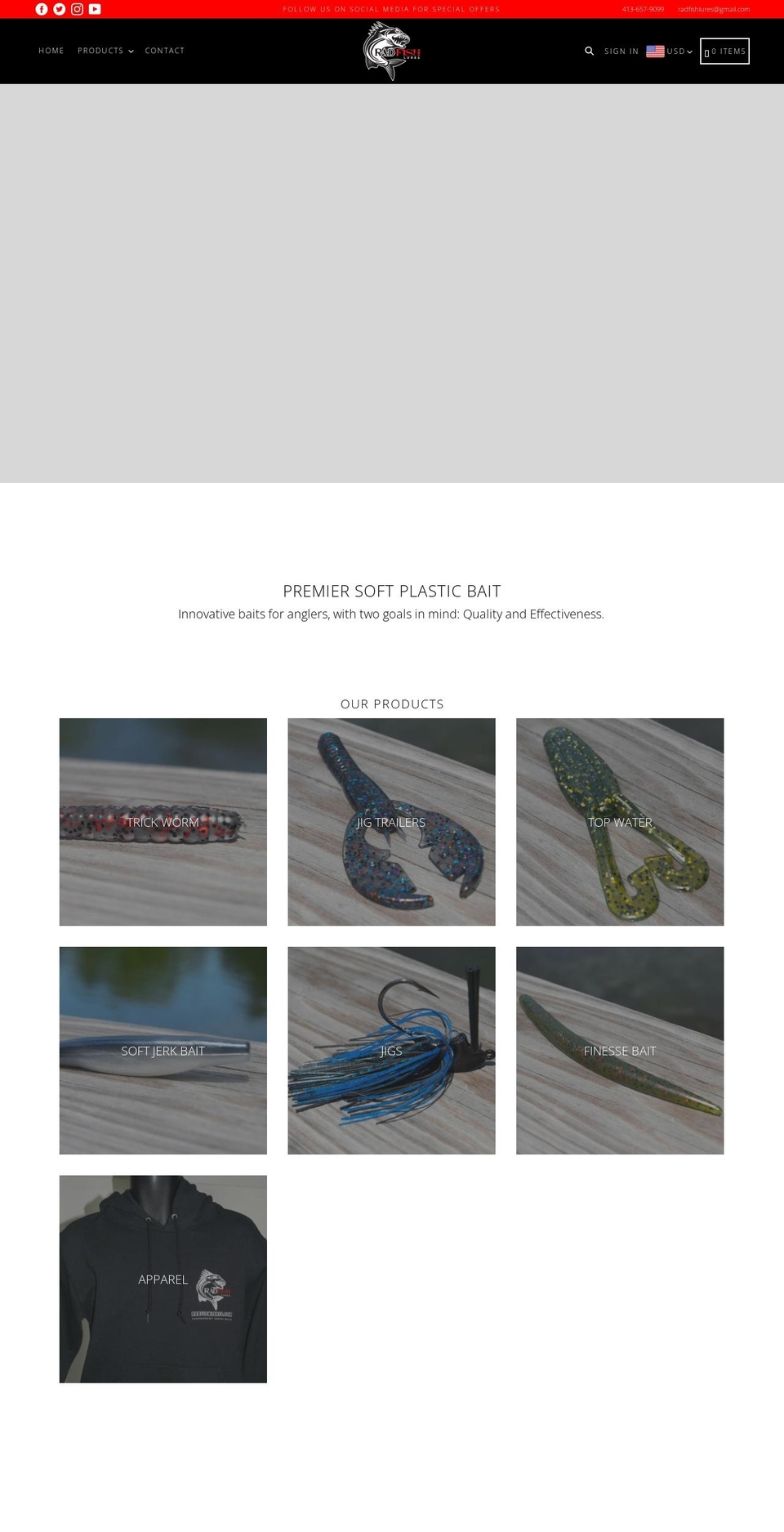 radfishlures.com shopify website screenshot