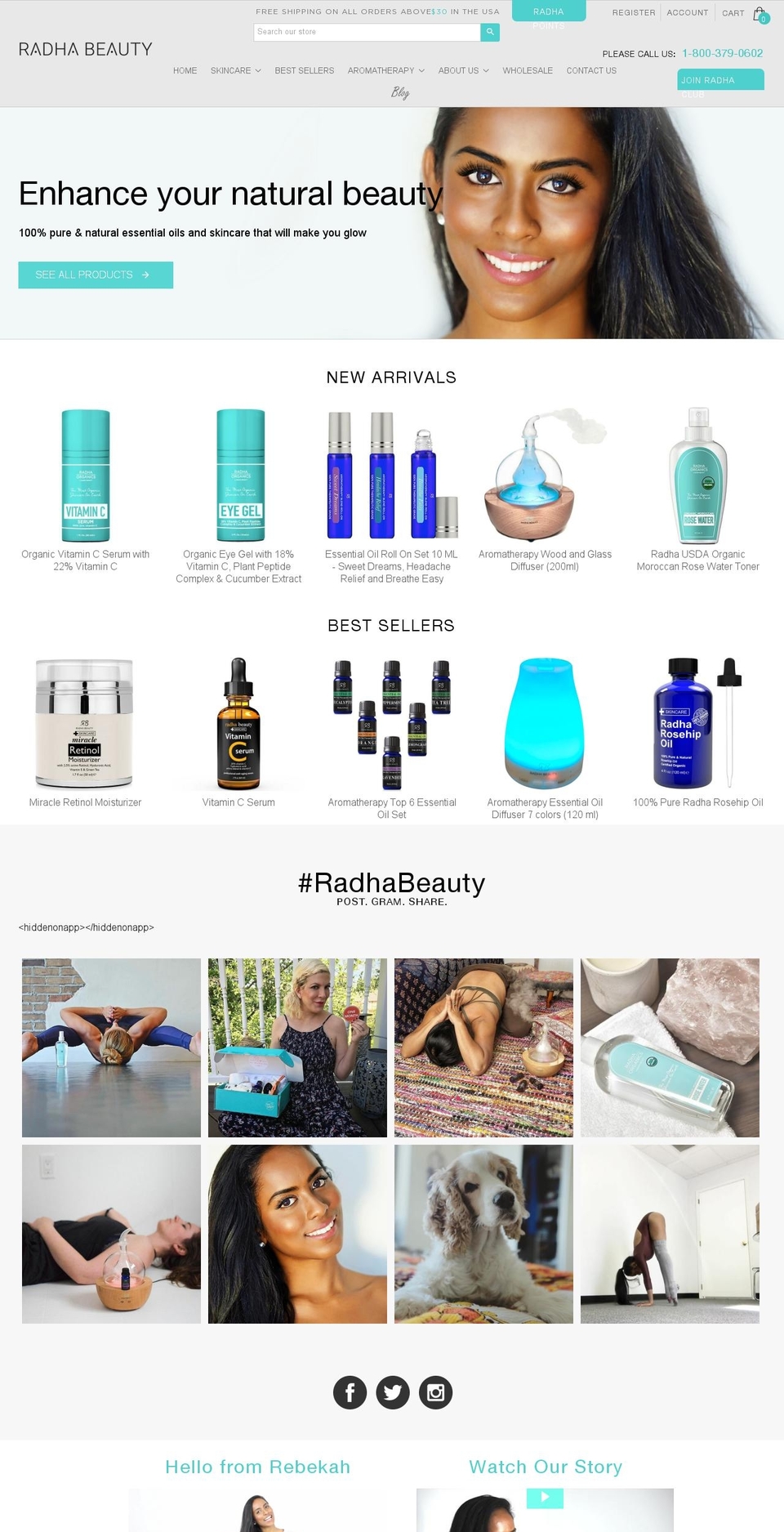 radhabeauty.com shopify website screenshot