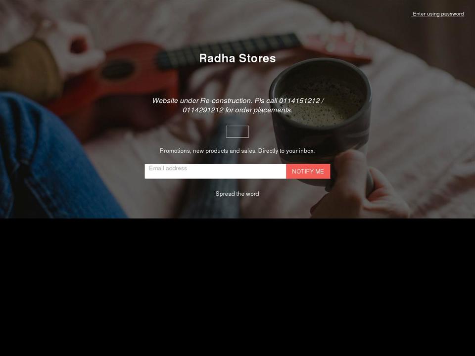 radhastores.com shopify website screenshot