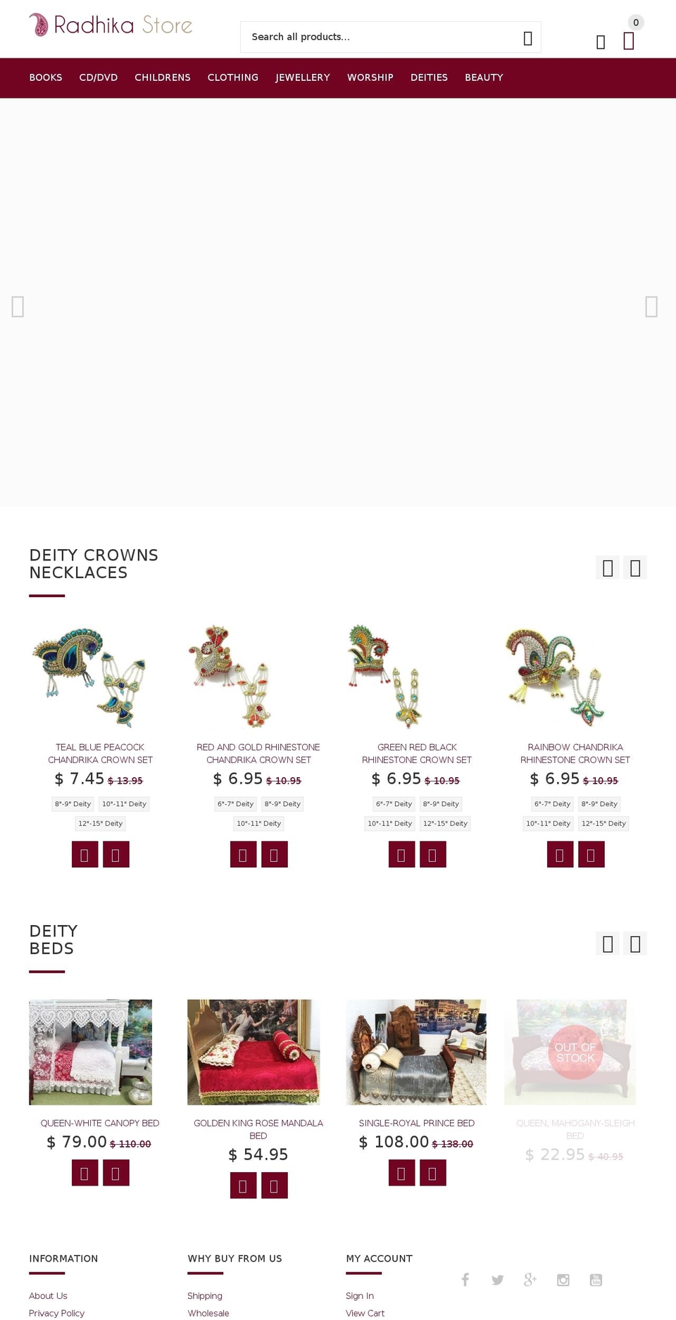 radhikastore.com shopify website screenshot