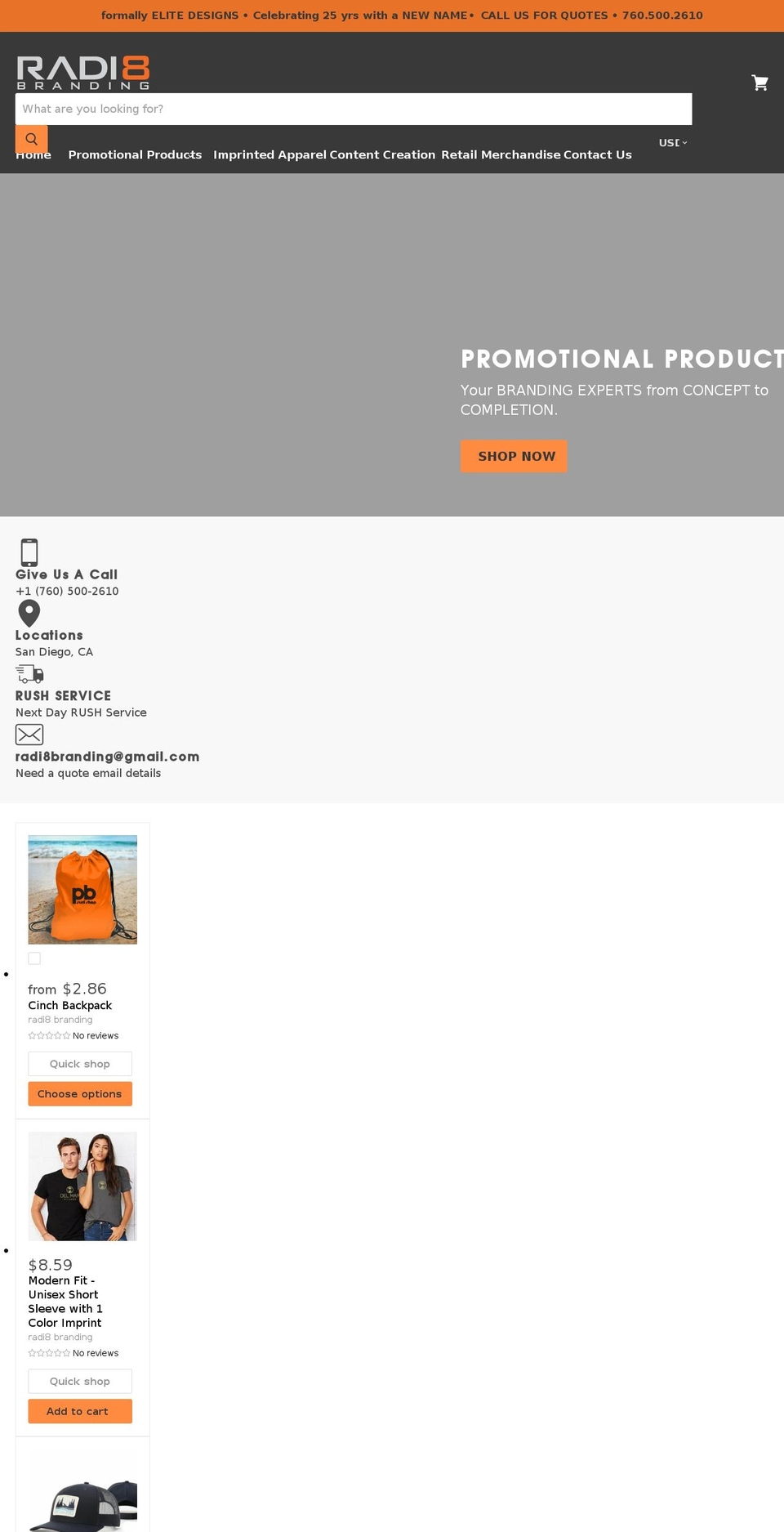 radi8branding.com shopify website screenshot