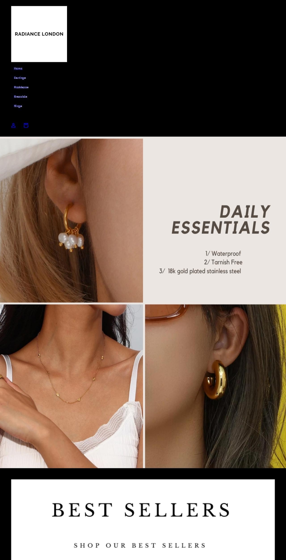 radiance-london.com shopify website screenshot