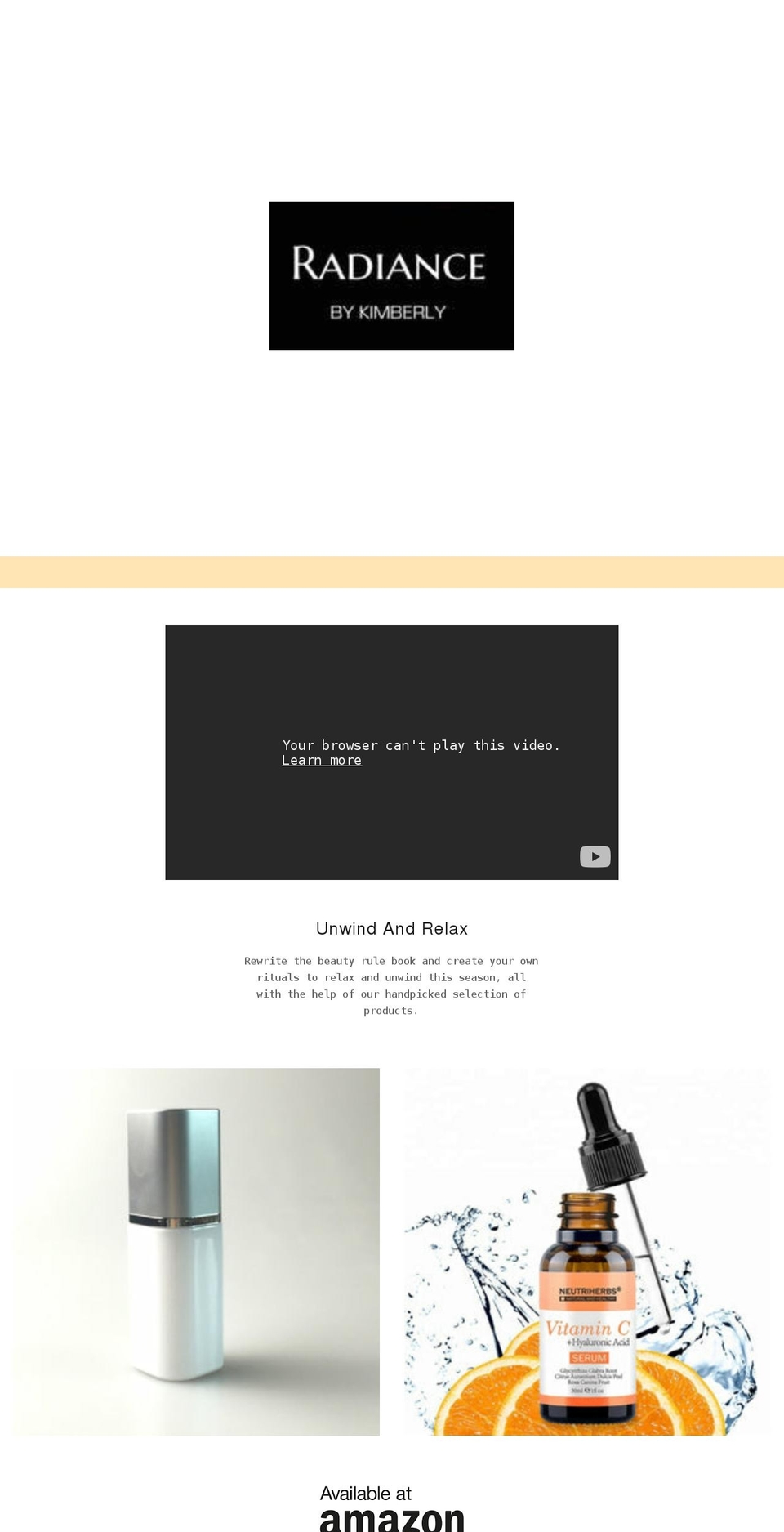 radiancebykimberly.com shopify website screenshot