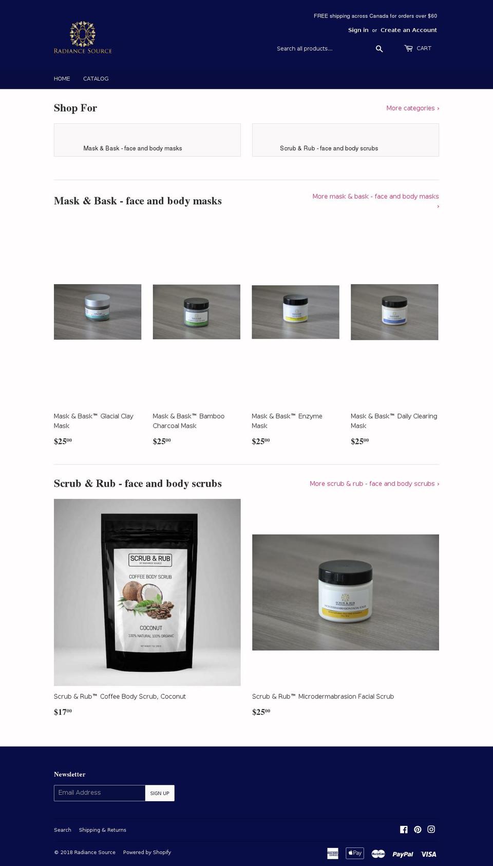 radiancesource.com — Shopify storefront screenshot