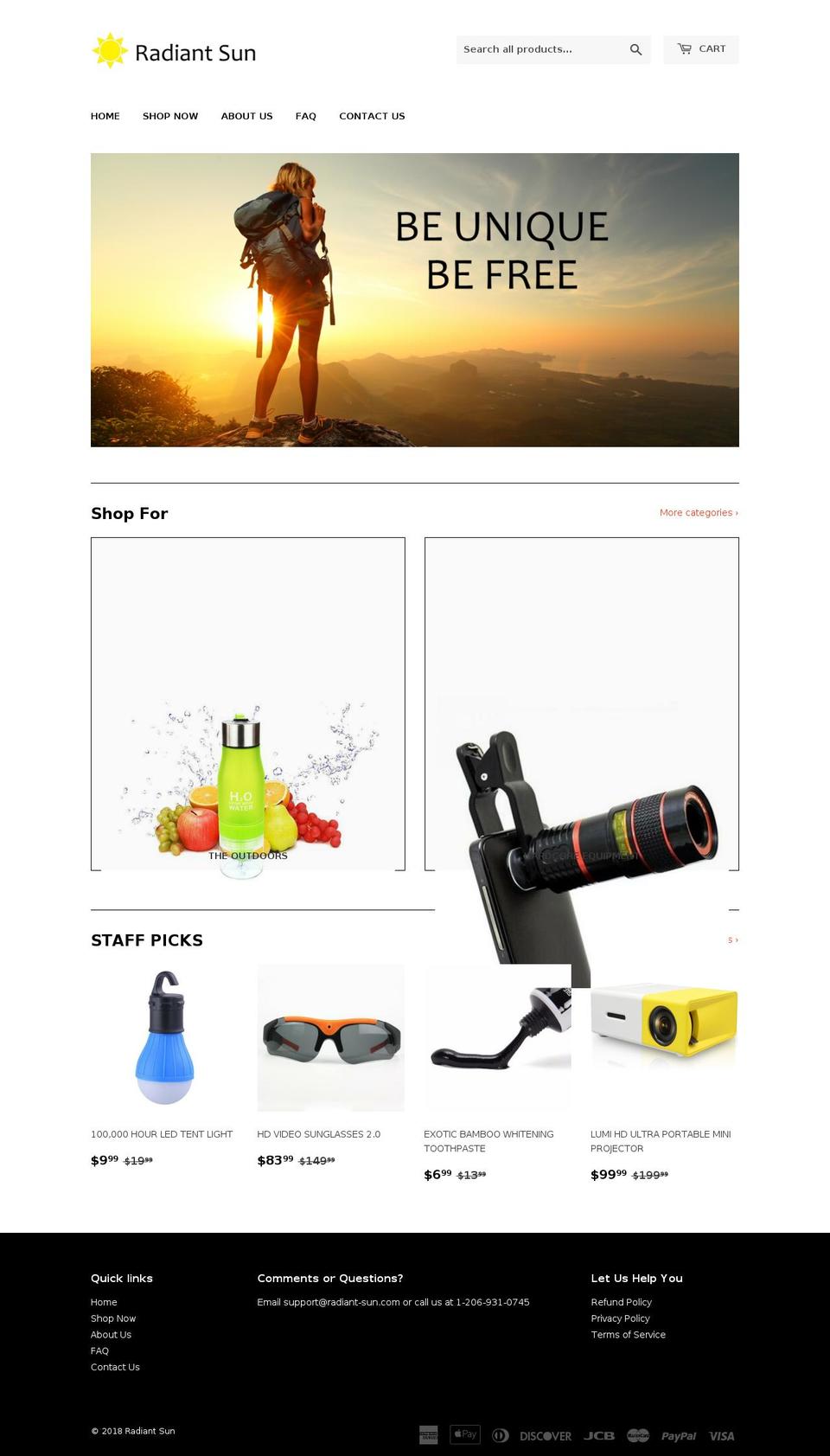 radiant-sun.com — Shopify storefront screenshot
